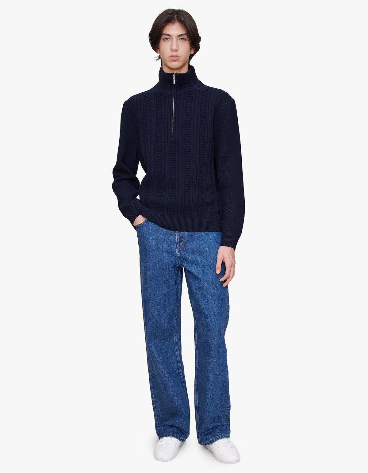 Theo Quarter Zip Sweat - IAK Dark Navy
