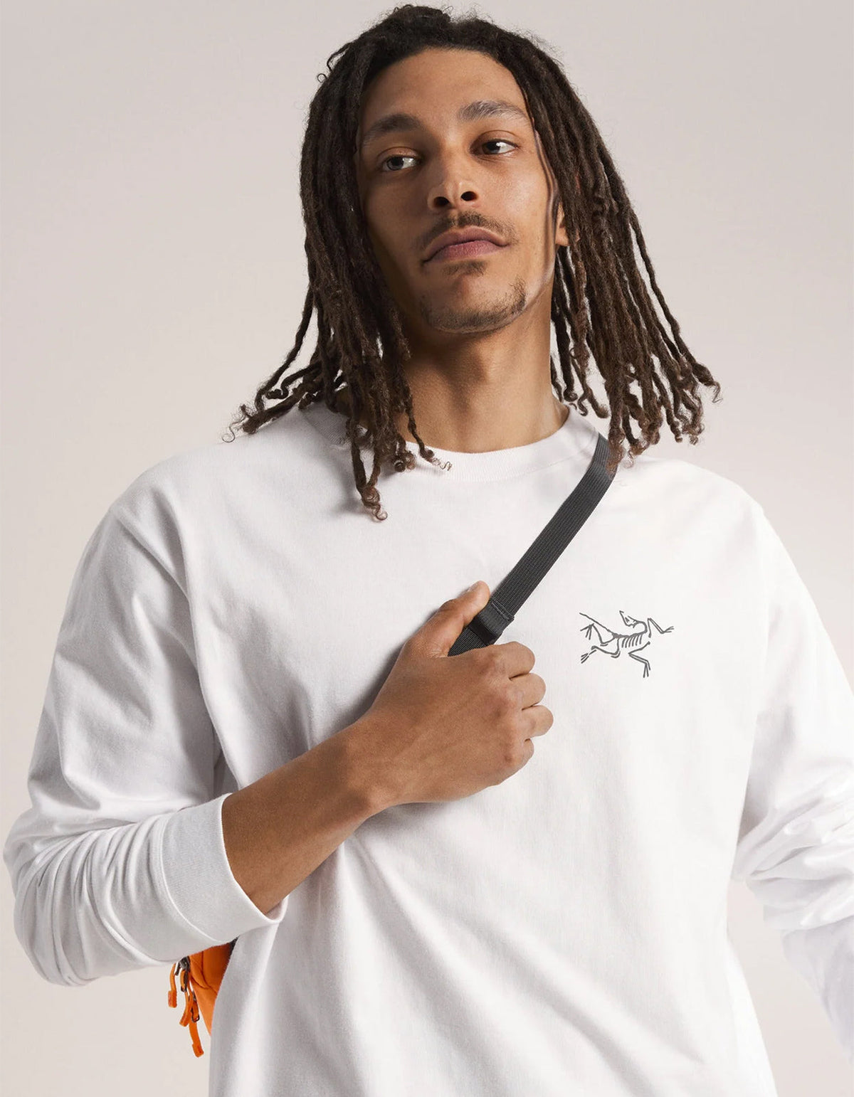 Kragg Cotton L/S T Shirt Mens - White Light/Black