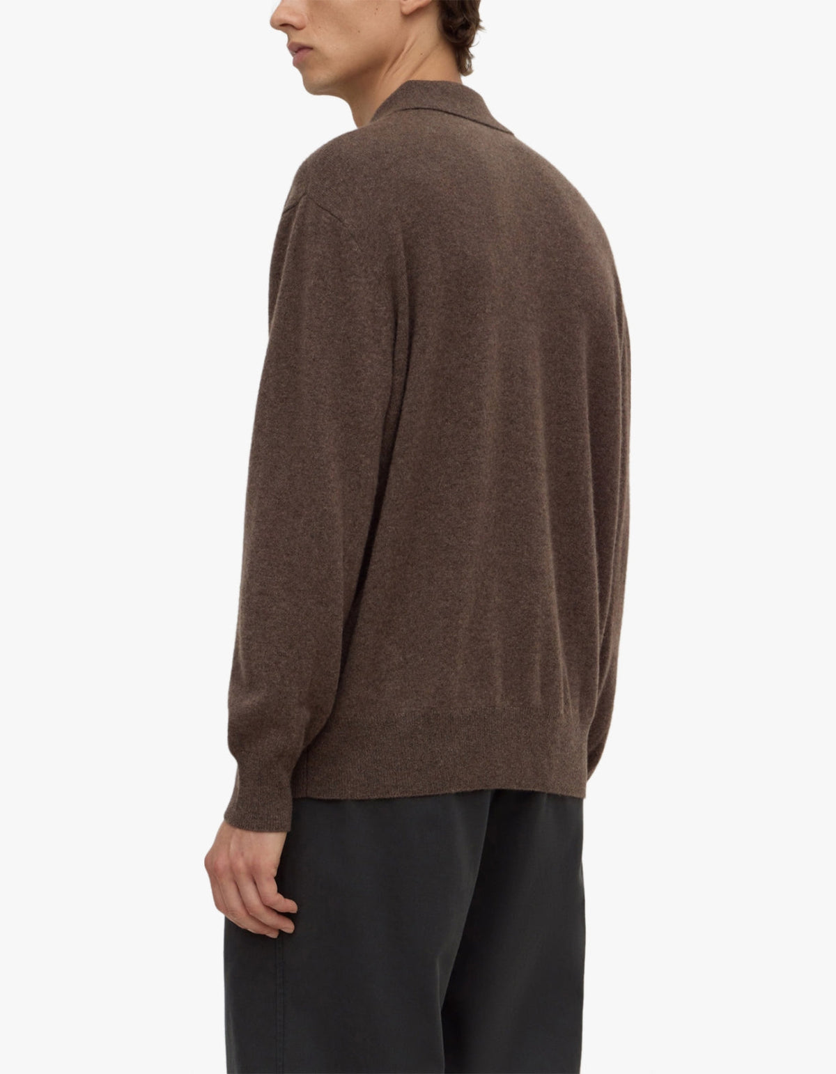 Mens Cashmere Polo - Ganache Marle