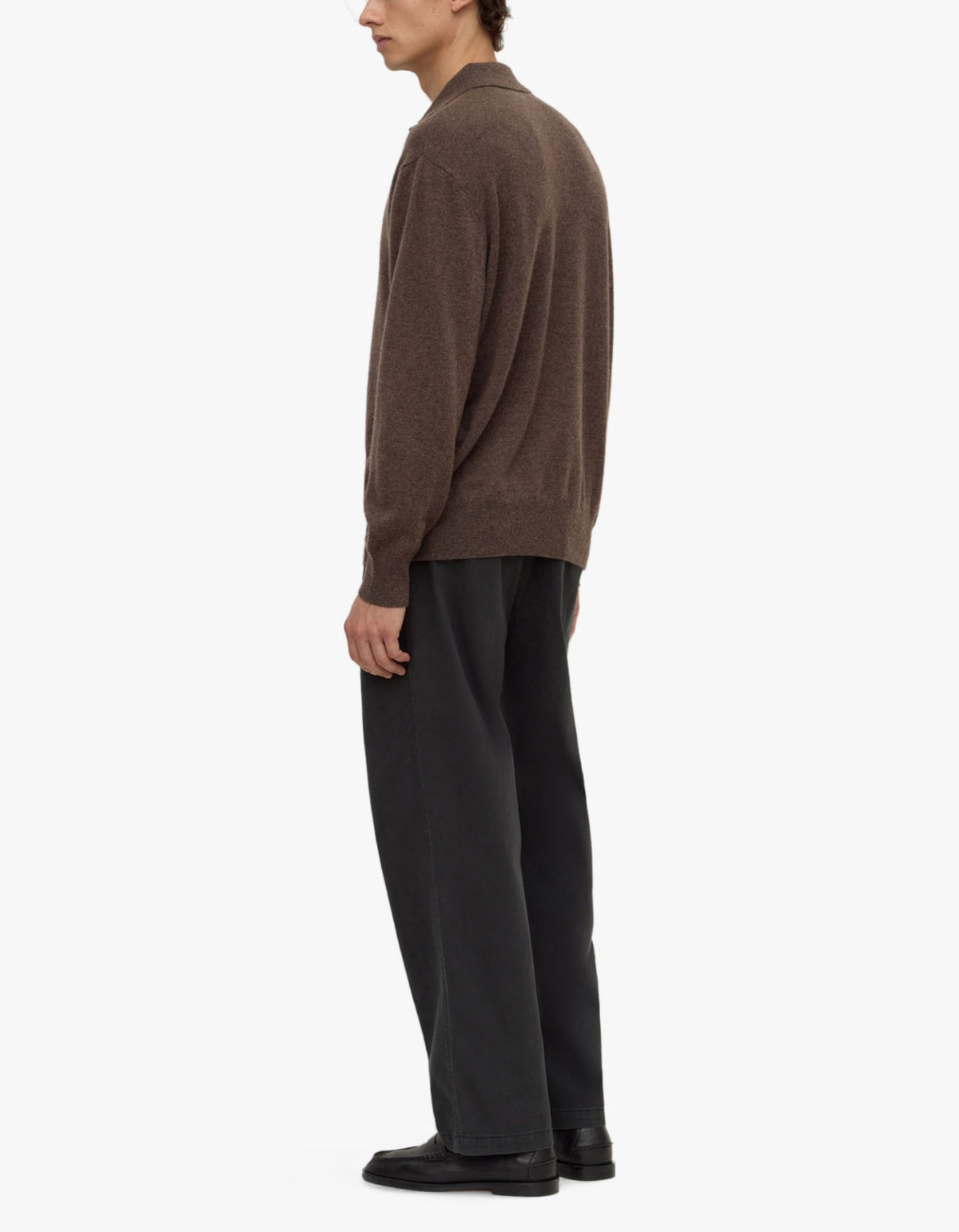Mens Cashmere Polo - Ganache Marle