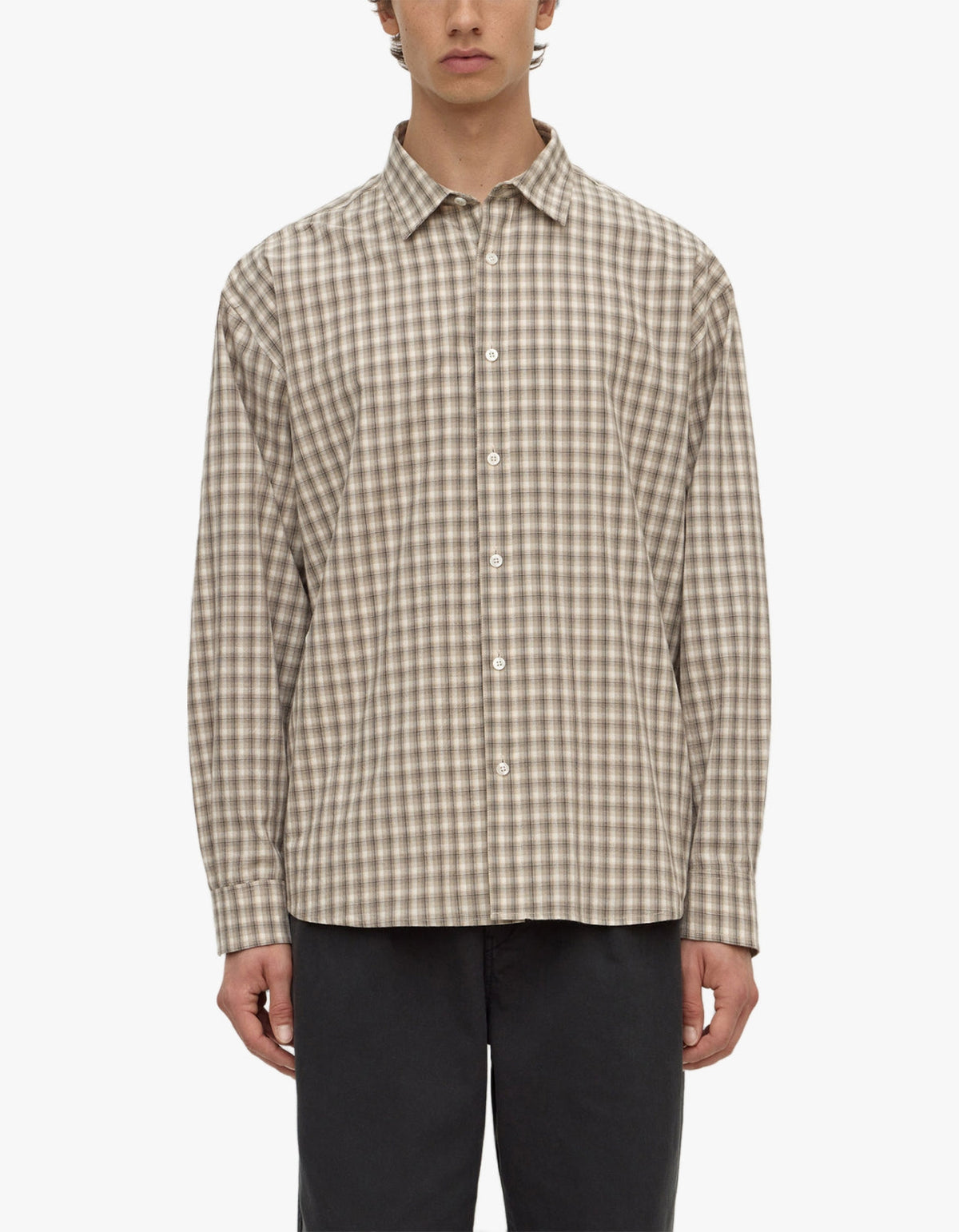 Eddie Check Long Sleeve Shirt - White/Grey