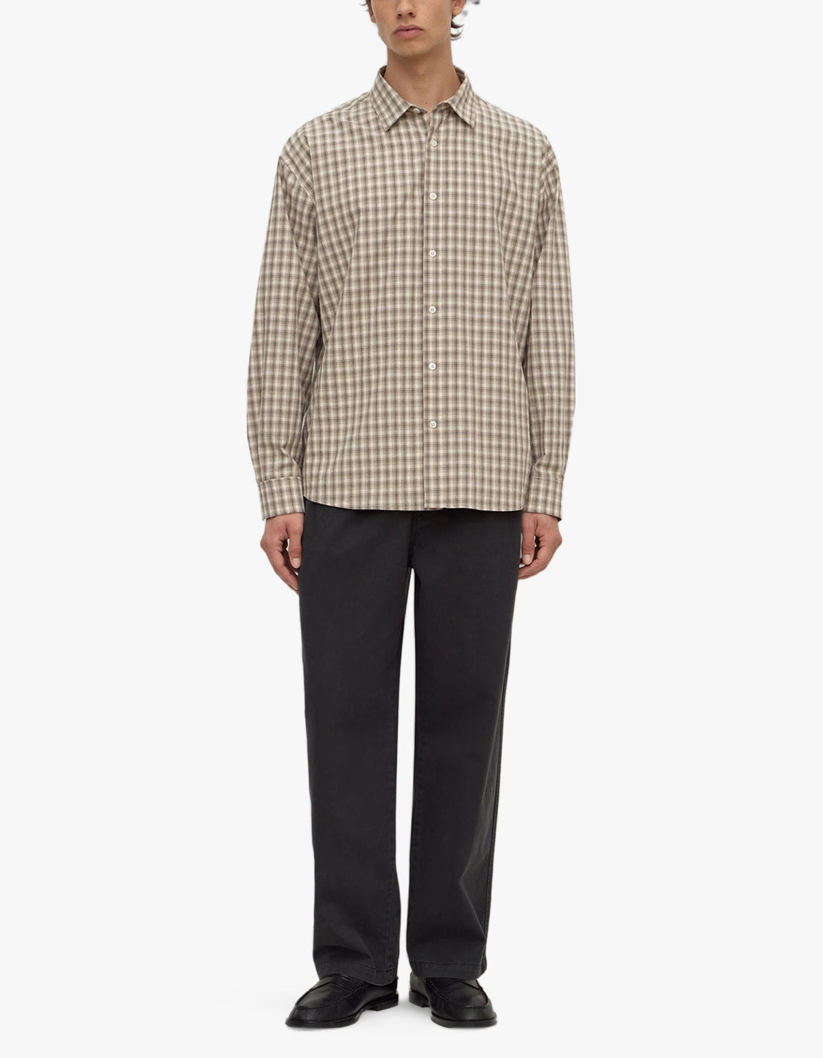 Eddie Check Long Sleeve Shirt - White/Grey