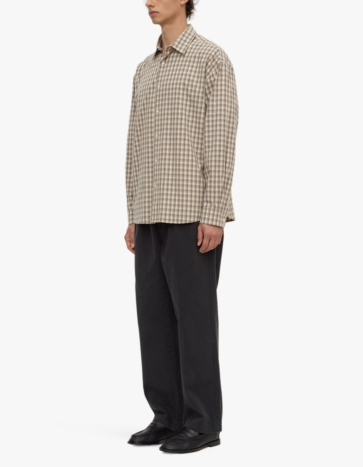 Eddie Check Long Sleeve Shirt - White/Grey