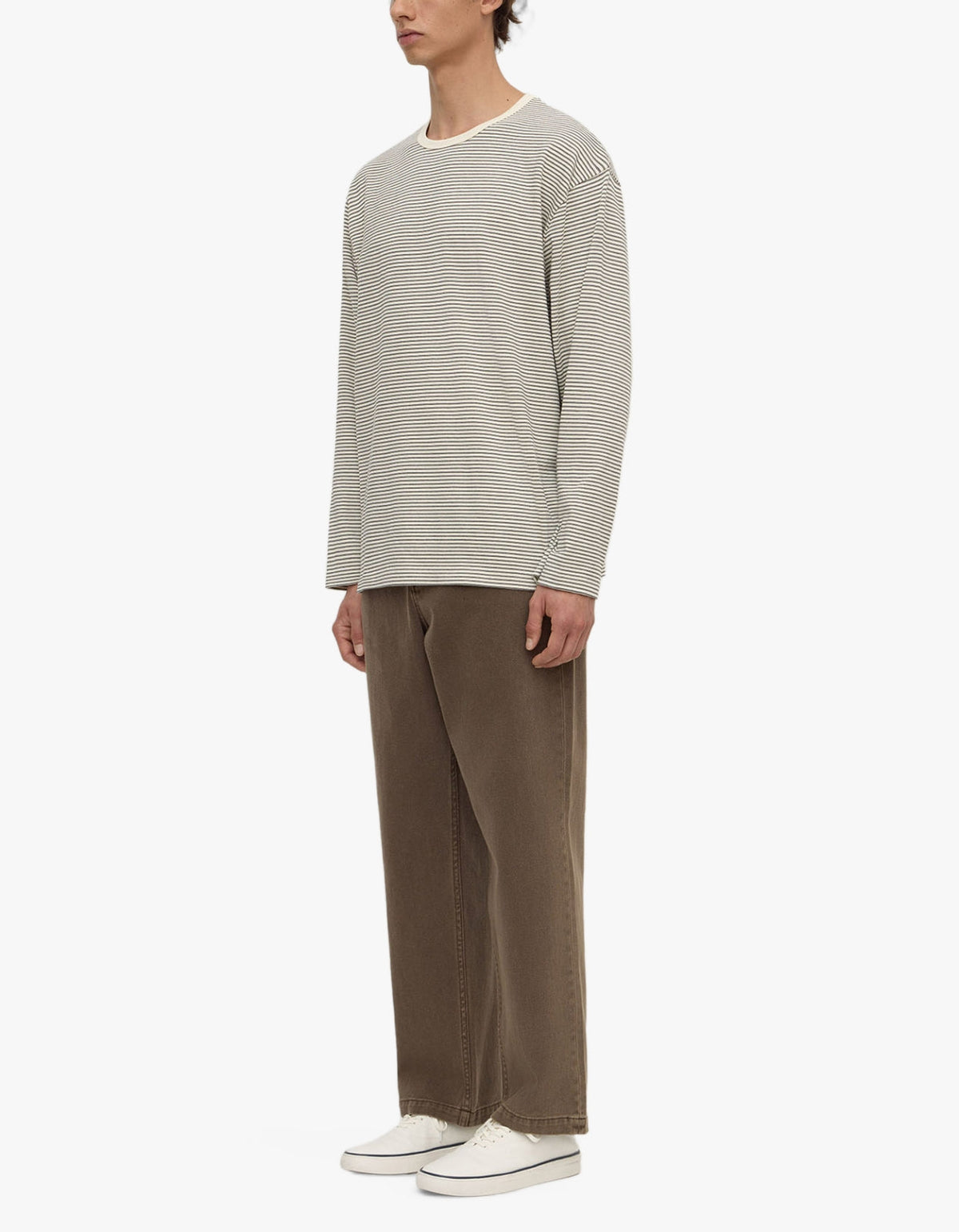 Malone Stripe Long Sleeve Tee - Black/Cream Stripe