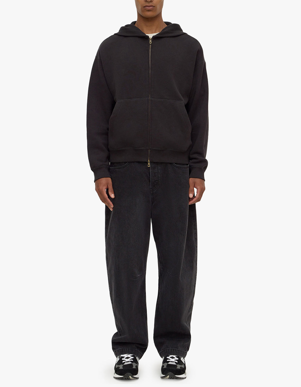 Newport Fleece Zip Through - Washed Black