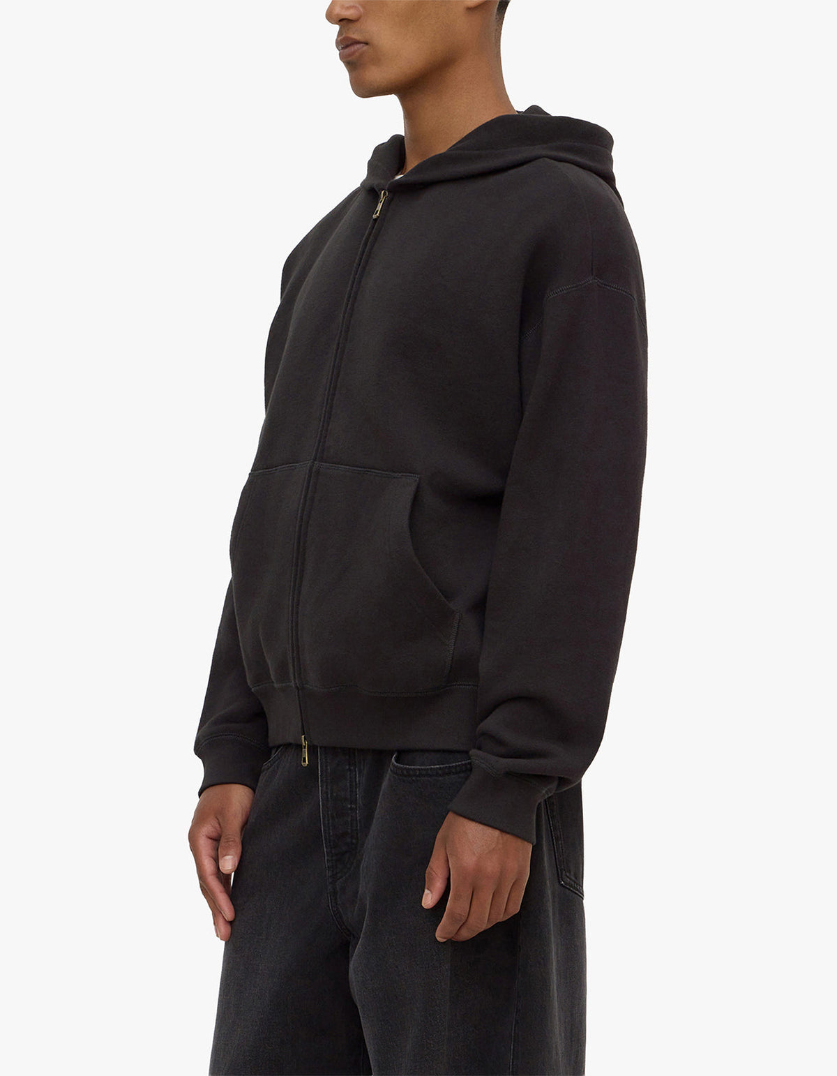 Newport Fleece Zip Through - Washed Black