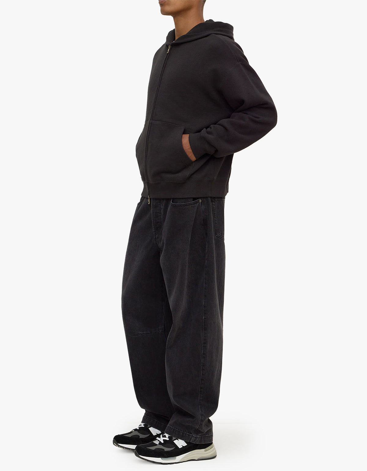 Newport Fleece Zip Through - Washed Black