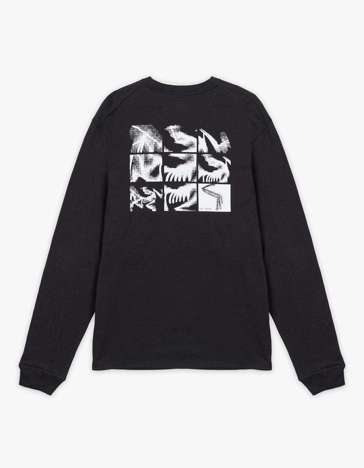 M Kragg Supima Cotton Bird Tile L/S T Shirt - Black/Arctic Silk