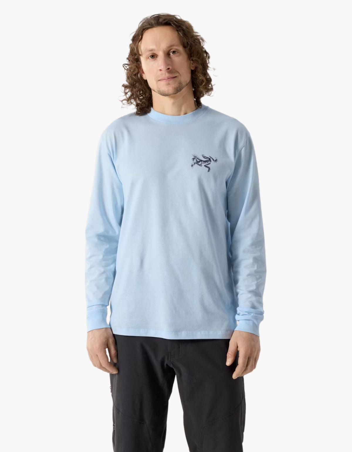 Kragg SL Cotton Bird Tile L/S T Shirt Mens - Alpine Blue/Moondrop