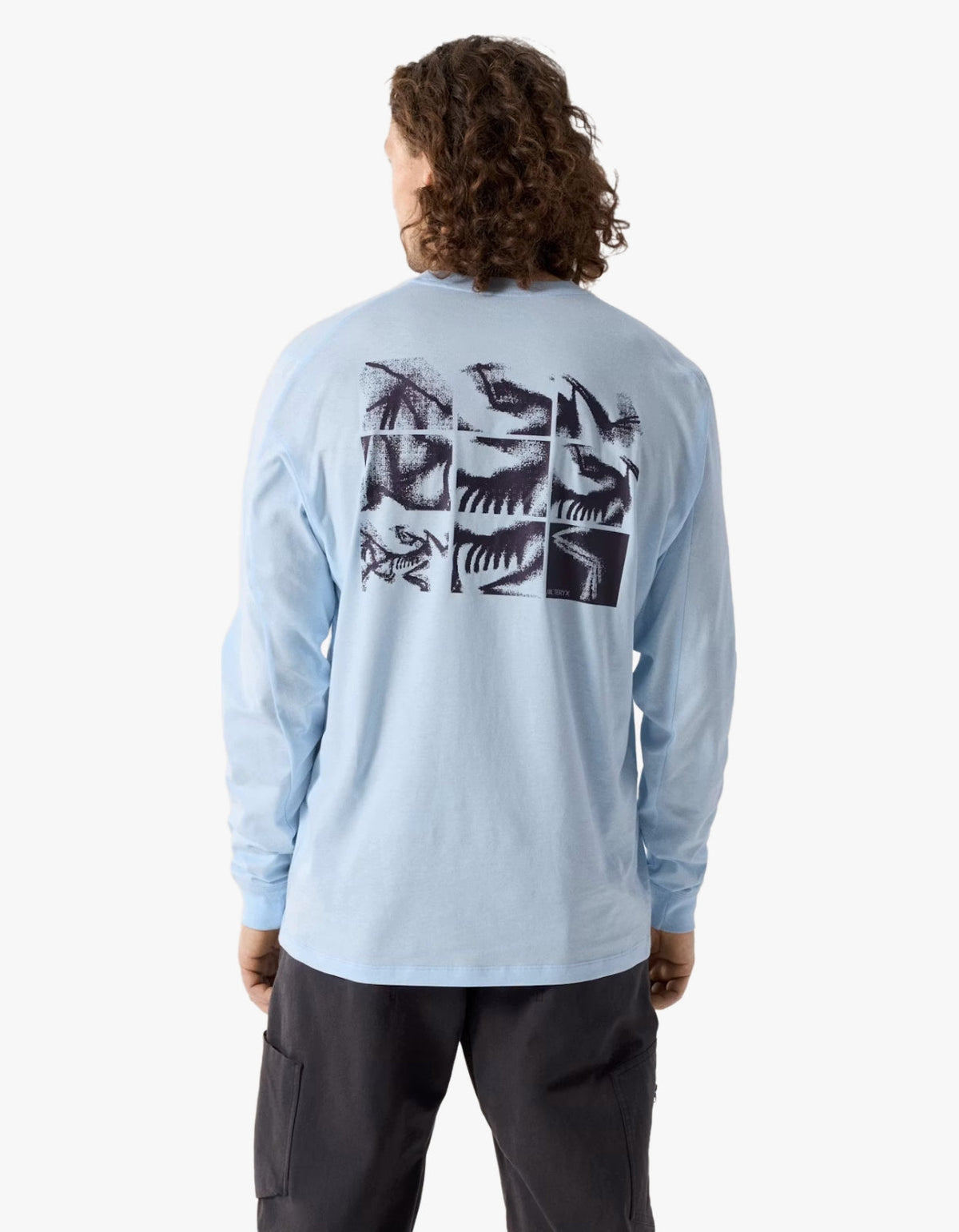Kragg SL Cotton Bird Tile L/S T Shirt Mens - Alpine Blue/Moondrop