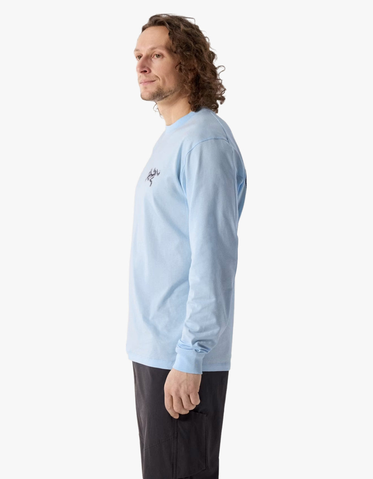 Kragg SL Cotton Bird Tile L/S T Shirt Mens - Alpine Blue/Moondrop