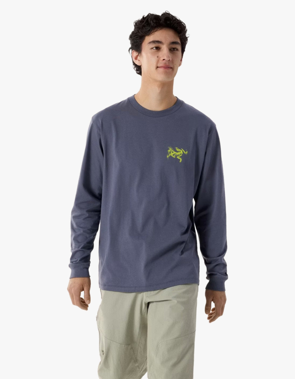 Kragg SL Cotton Bird Tile L/S T Shirt Mens - Dark Stratus/Euphoria
