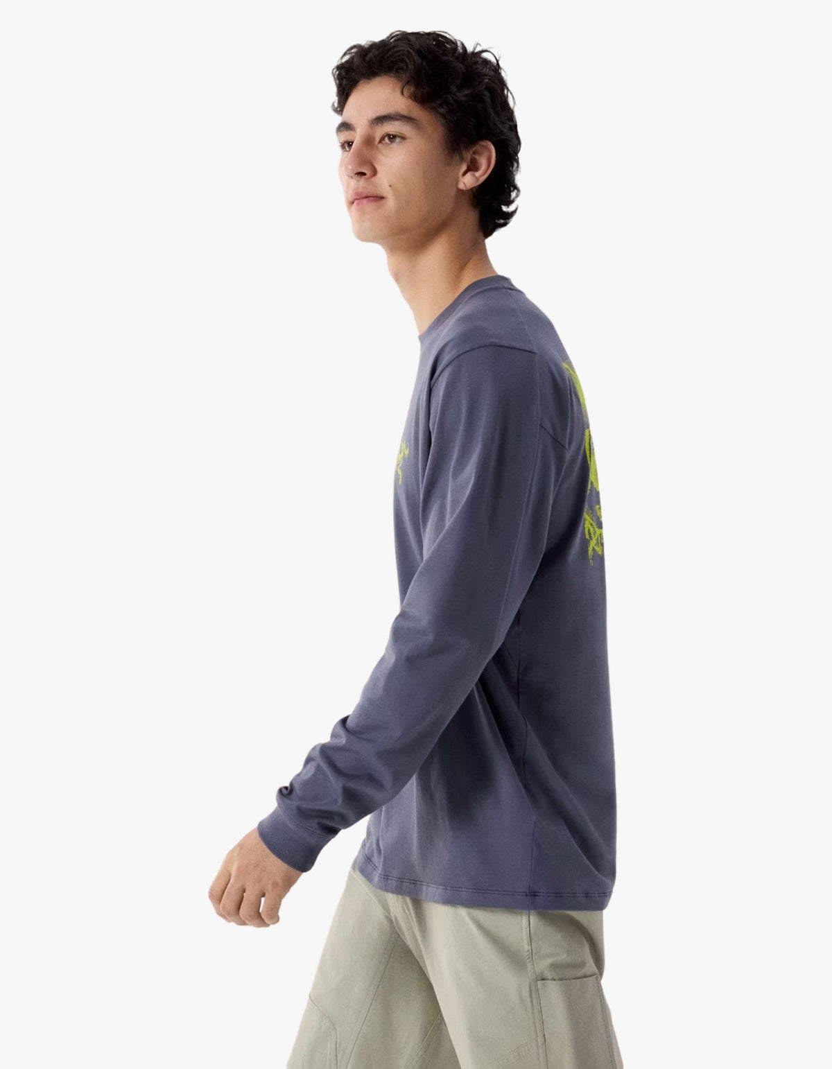 Kragg SL Cotton Bird Tile L/S T Shirt Mens - Dark Stratus/Euphoria