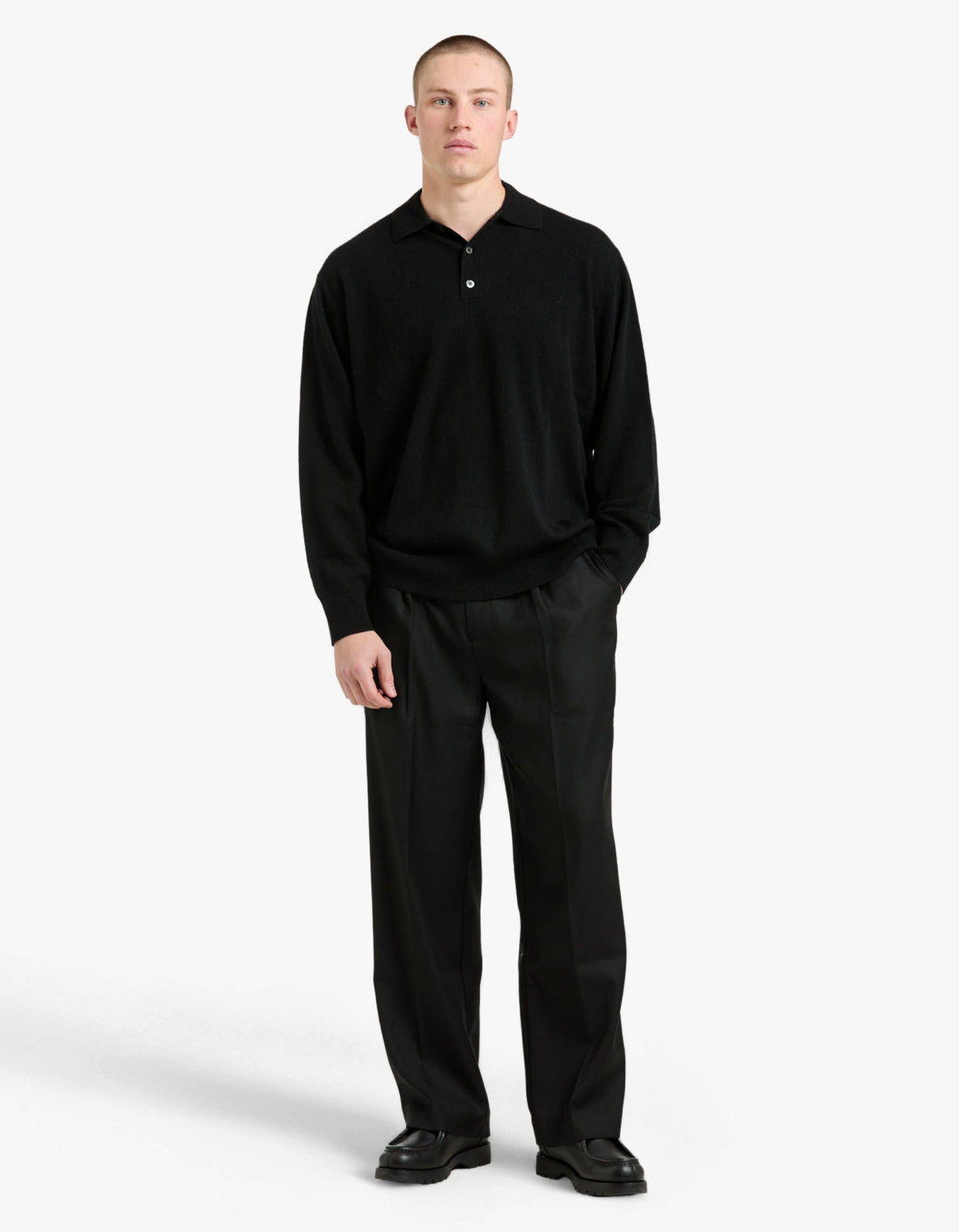 Mens Cashmere Polo - Black