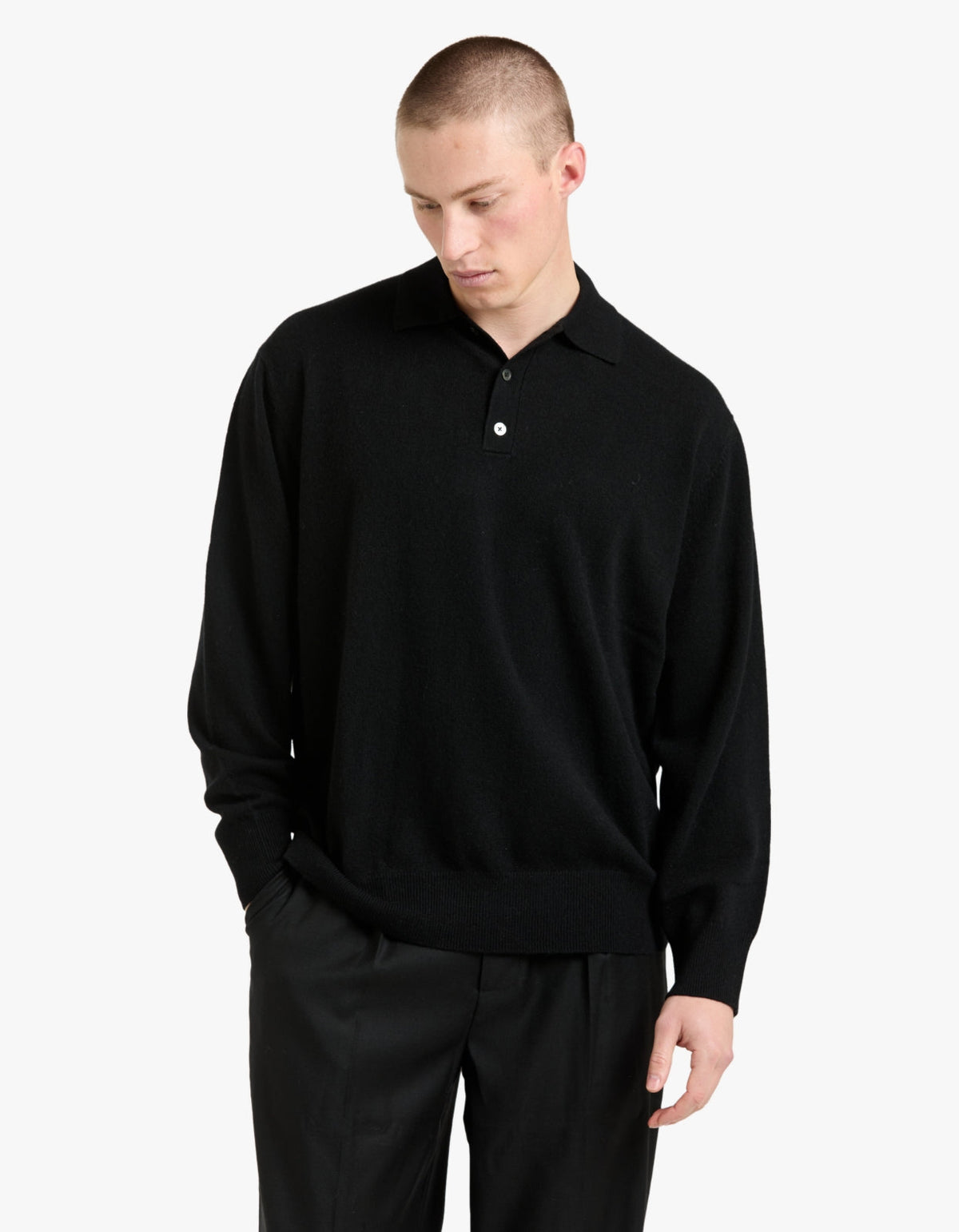 Mens Cashmere Polo - Black