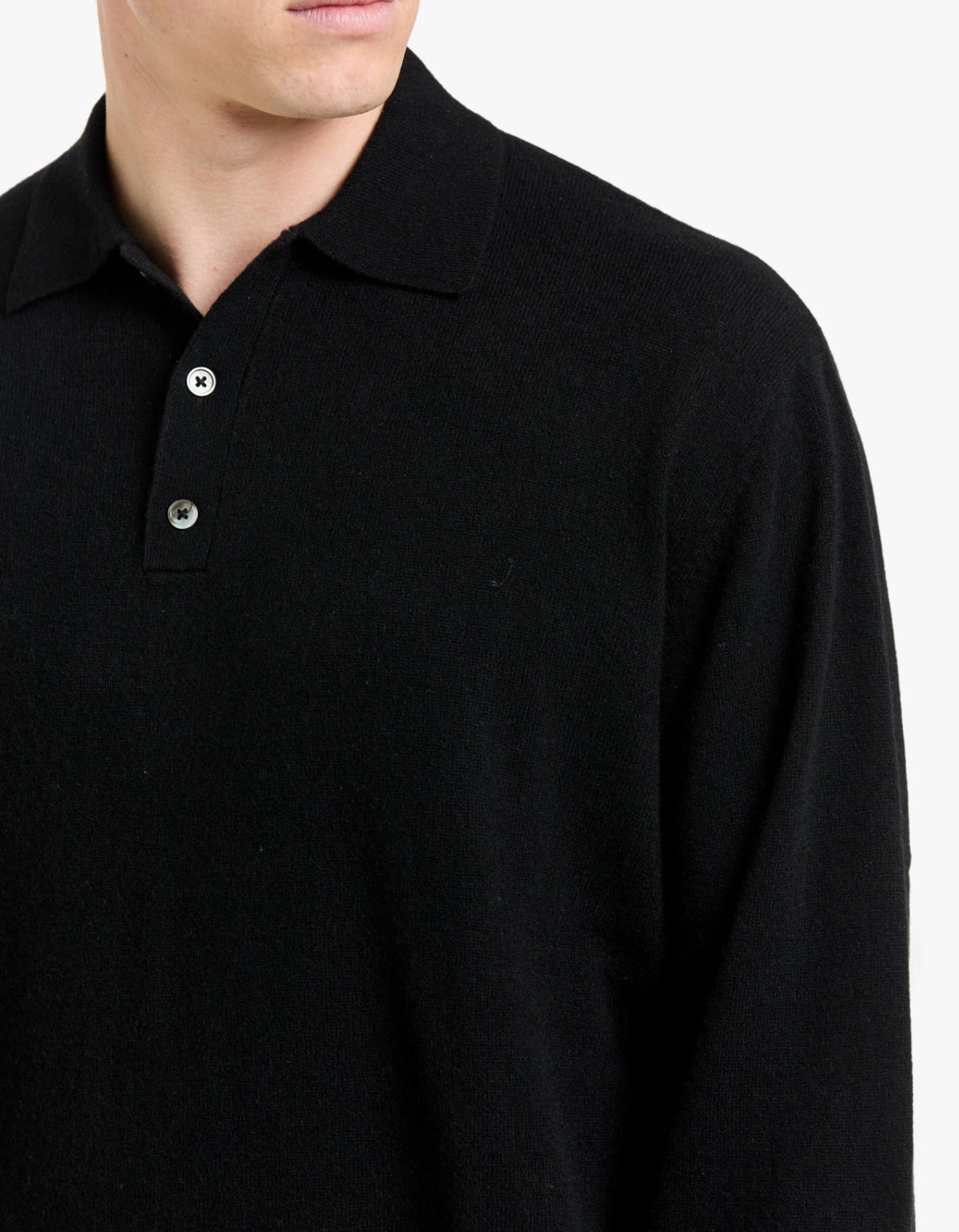 Mens Cashmere Polo - Black