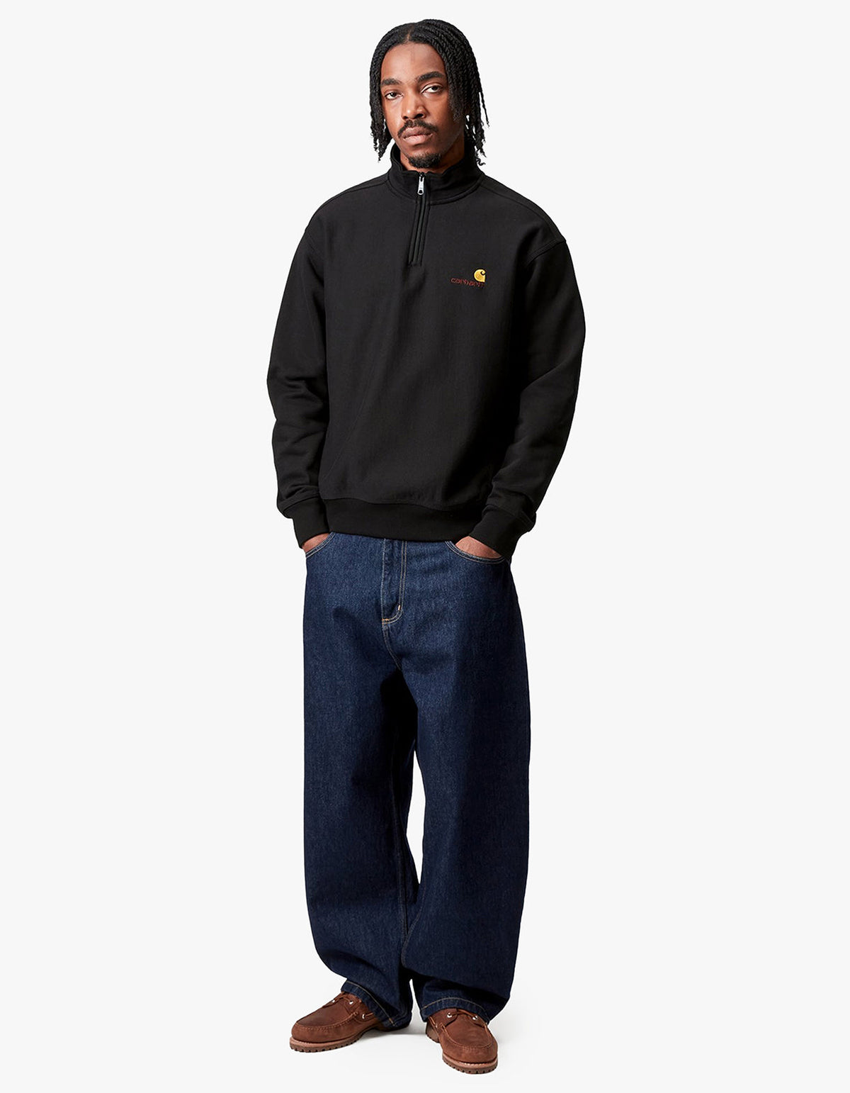 Half Zip American Script Sweat - Black