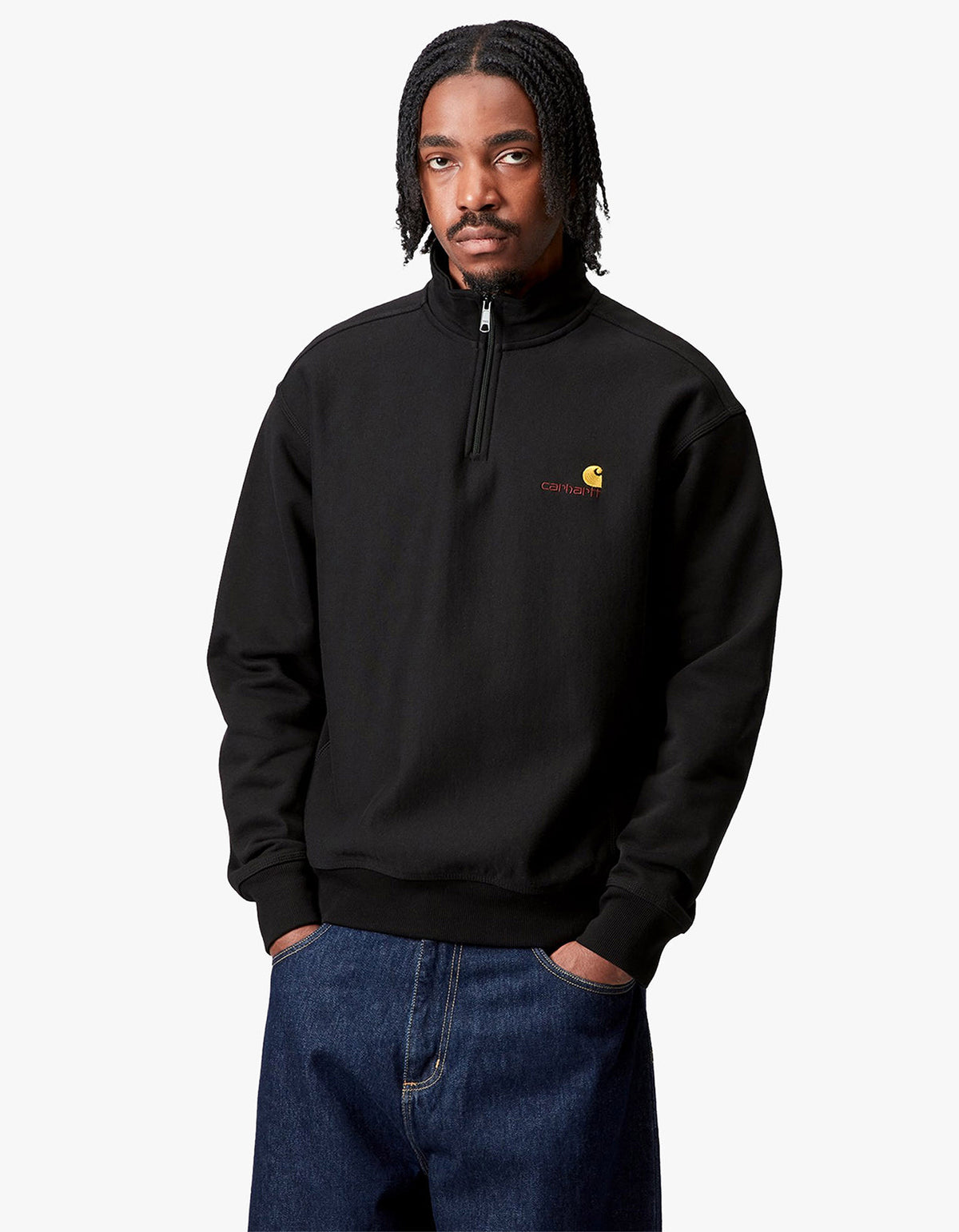 Half Zip American Script Sweat - Black