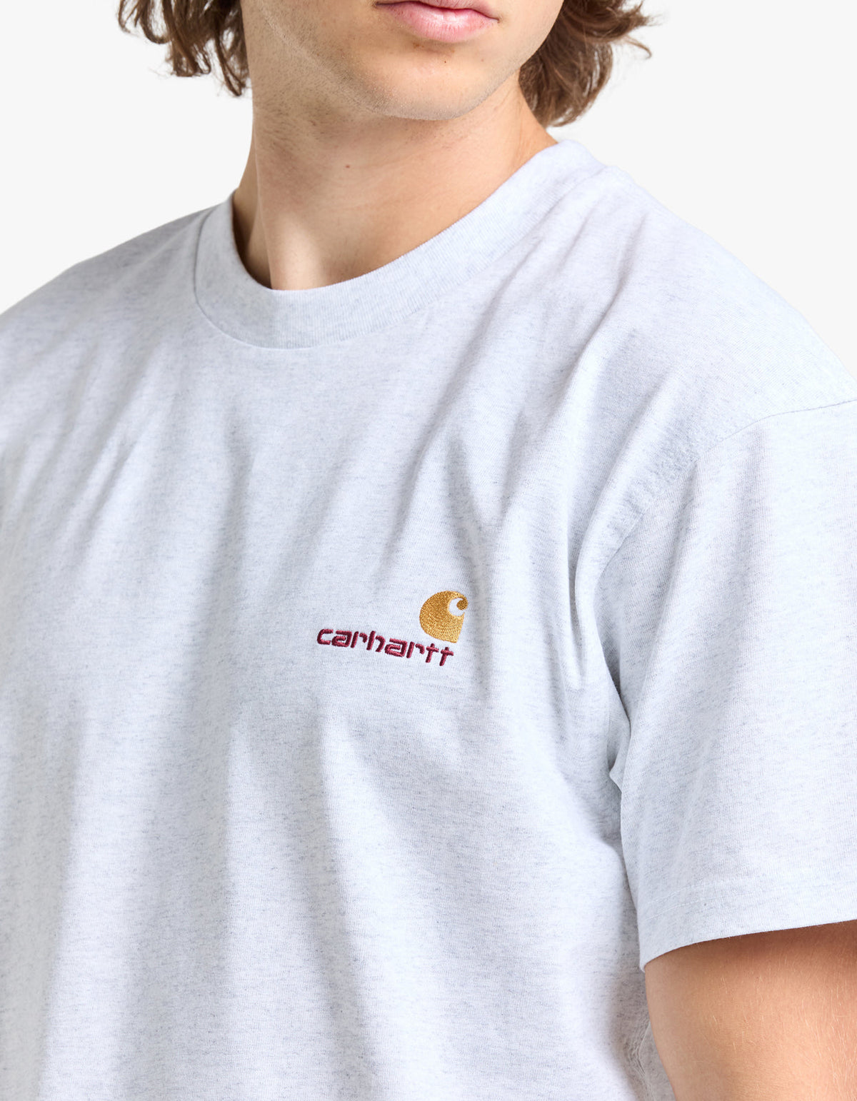 S/S American Script T-Shirt - Ash Heather