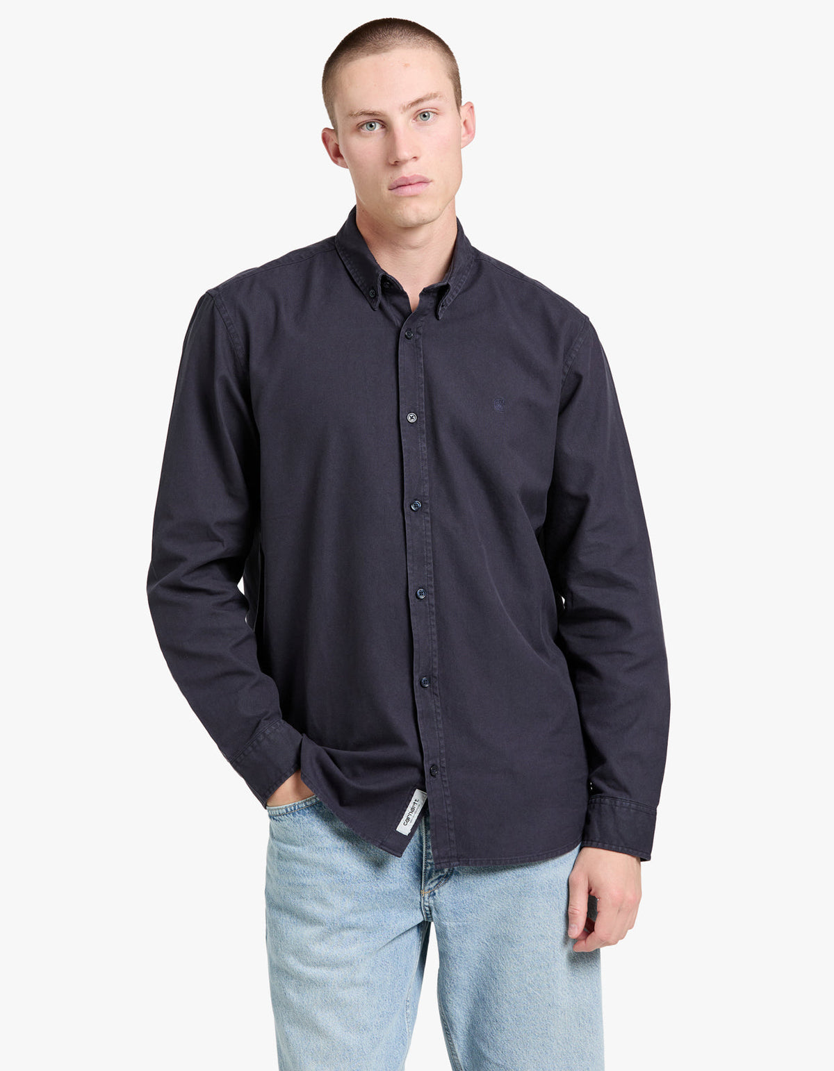 L/S Bolton Shirt - Dark Navy Garment Dyed