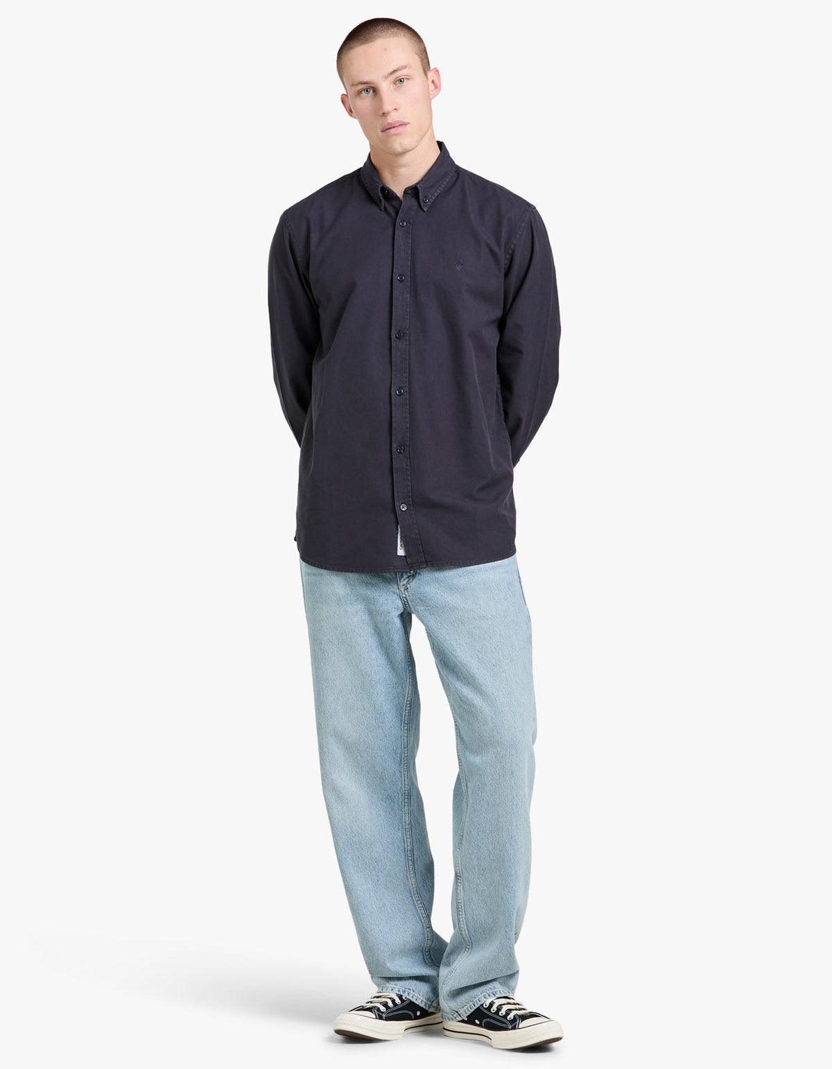 L/S Bolton Shirt - Dark Navy Garment Dyed