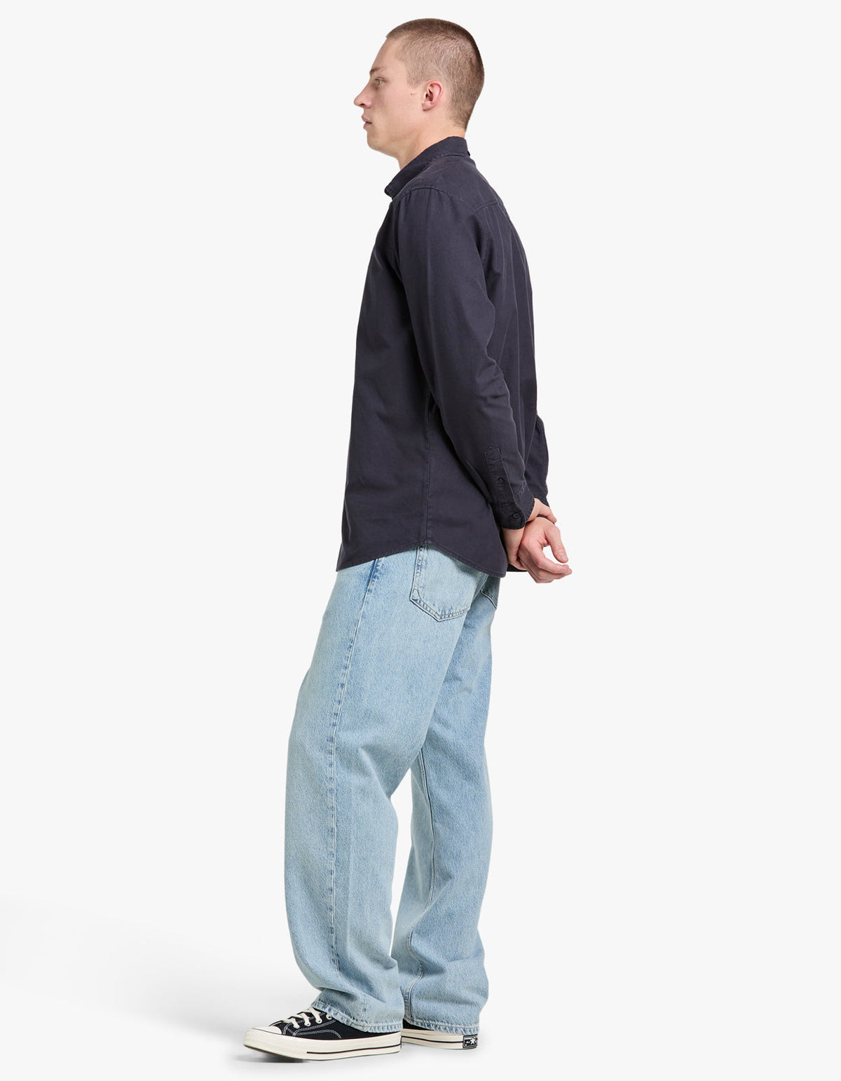 L/S Bolton Shirt - Dark Navy Garment Dyed