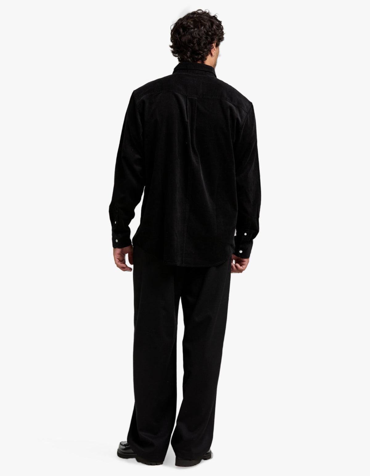 L/S Madison Fine Cord Shirt - Black/White