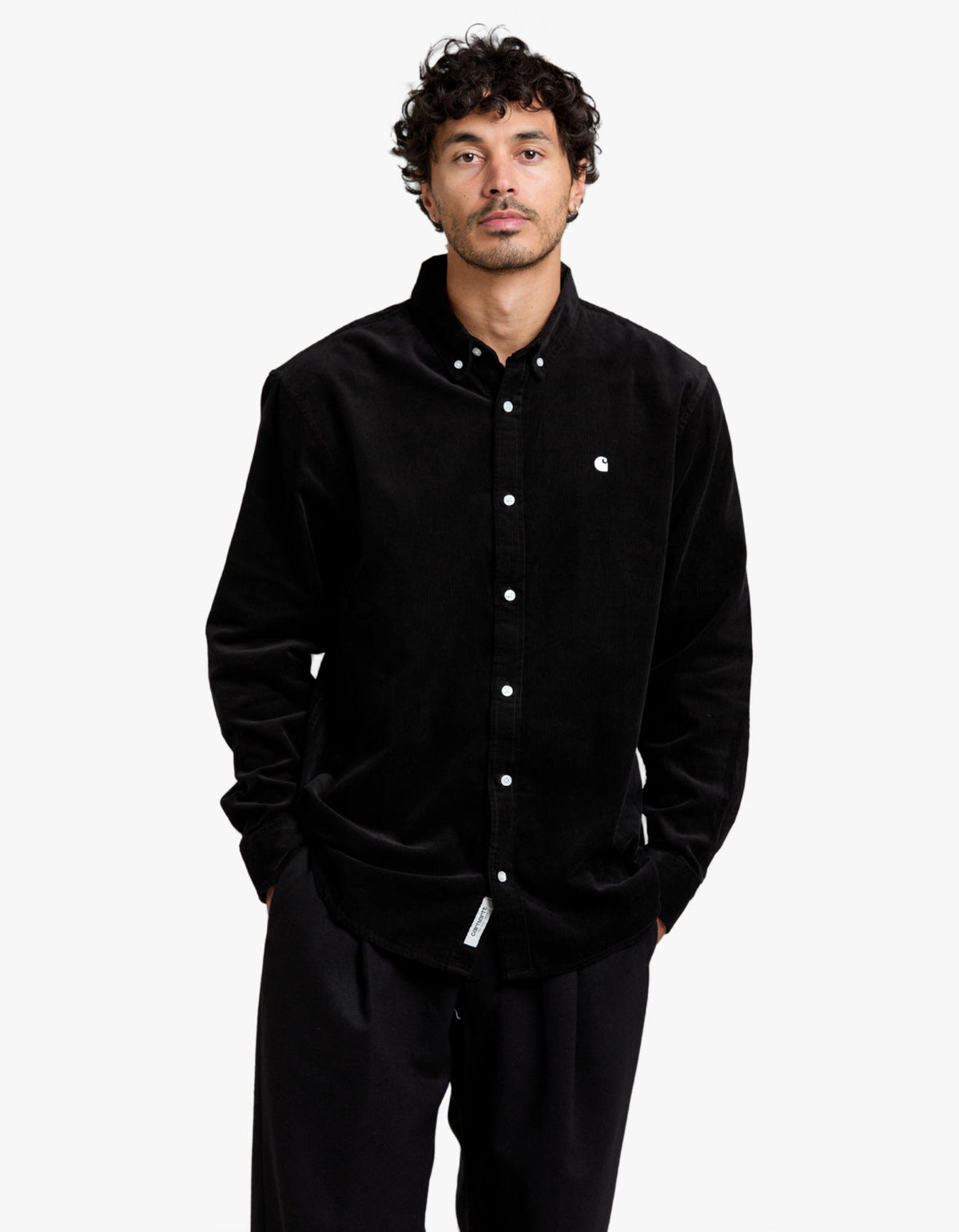 L/S Madison Fine Cord Shirt - Black/White