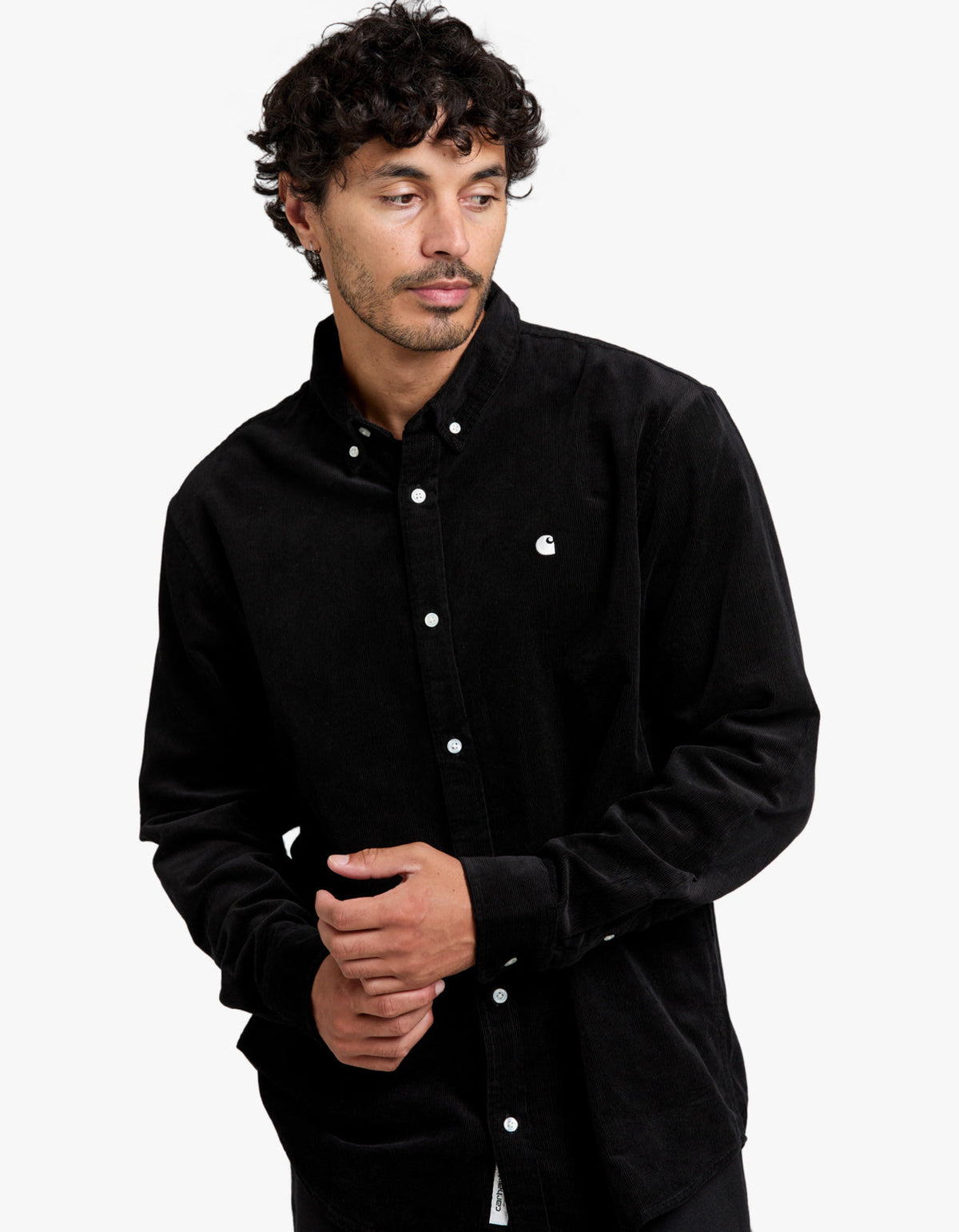 L/S Madison Fine Cord Shirt - Black/White