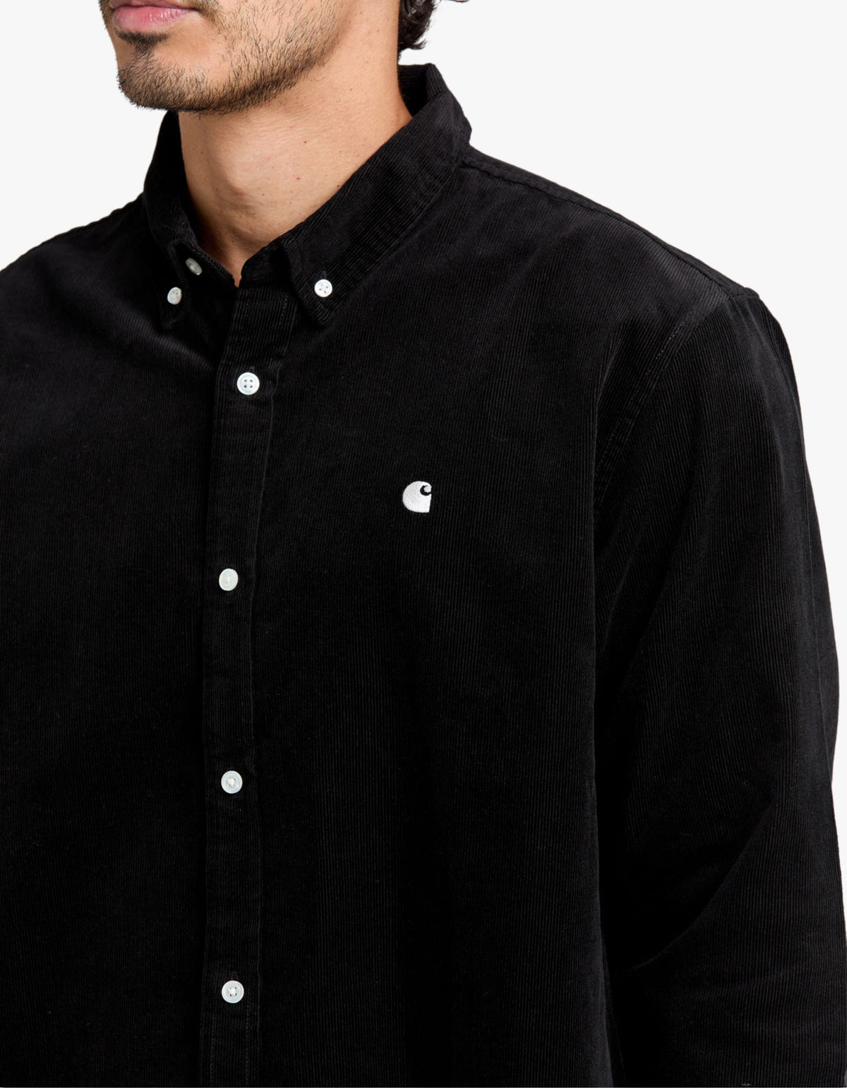 L/S Madison Fine Cord Shirt - Black/White