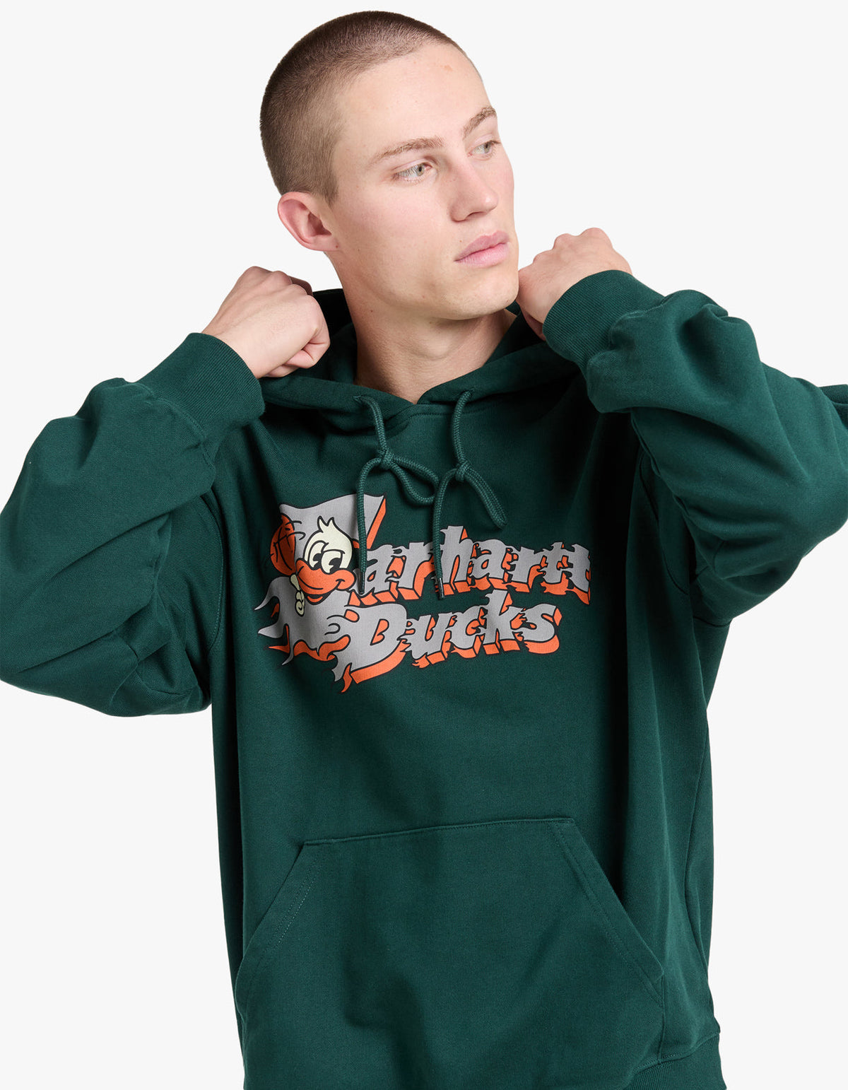 Hooded Flaming Ducks Sweat - Conifer