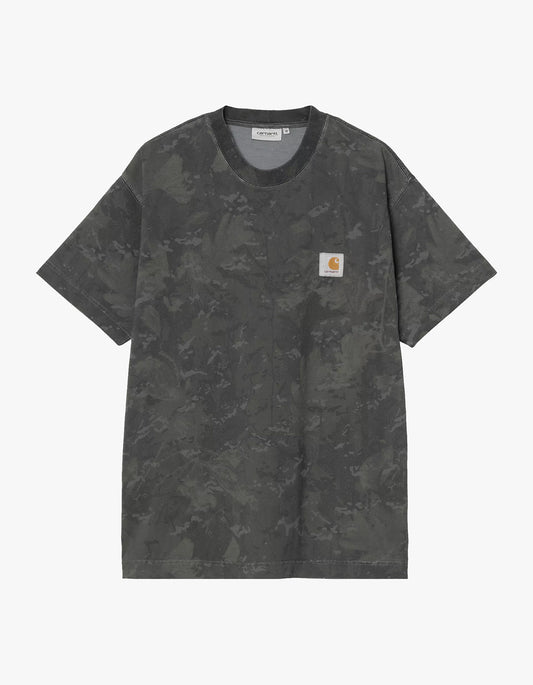 S/S Camo Combi T Shirt - Camo Combi, Green/Graphite Garment Dyed