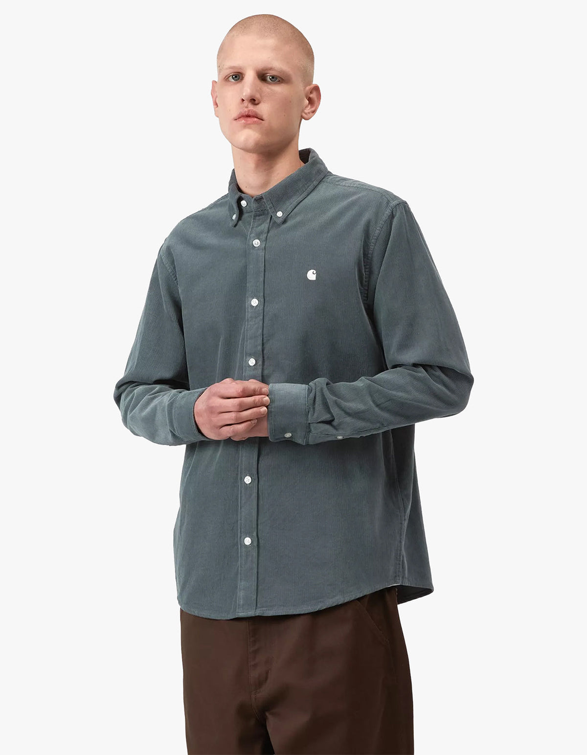 L/S Madison Fine Cord Shirt - Cozy Blue/Wax
