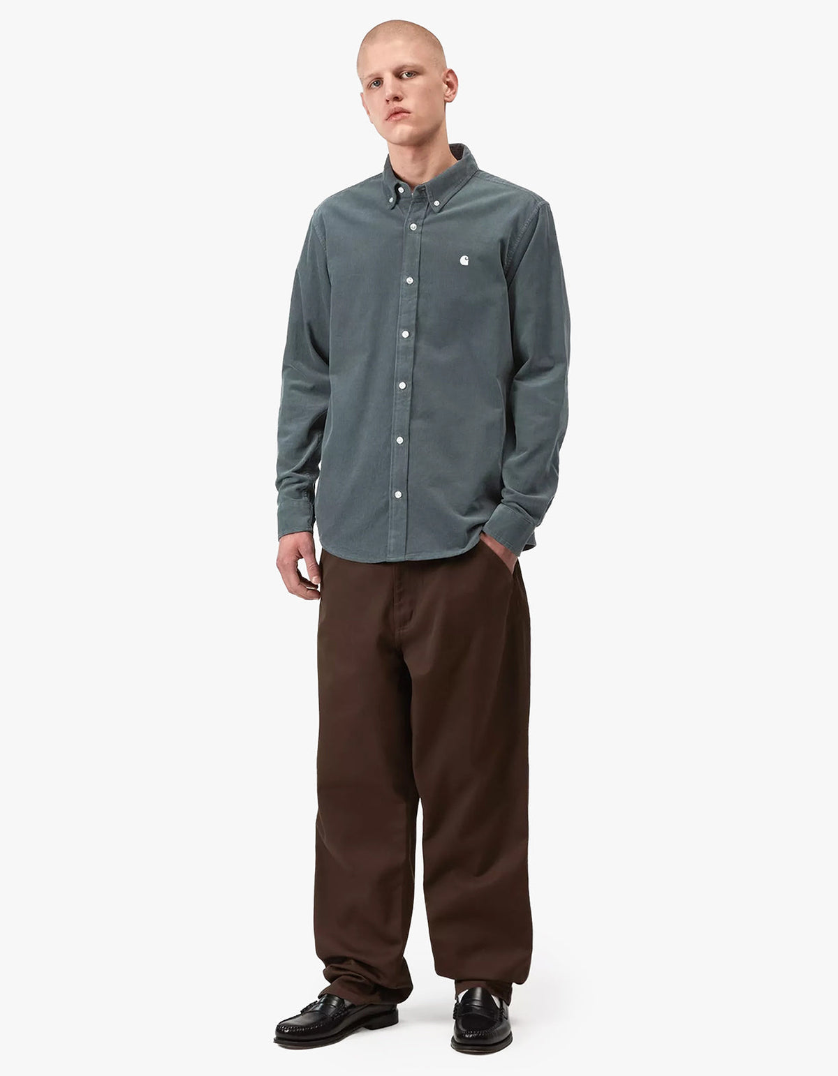 L/S Madison Fine Cord Shirt - Cozy Blue/Wax