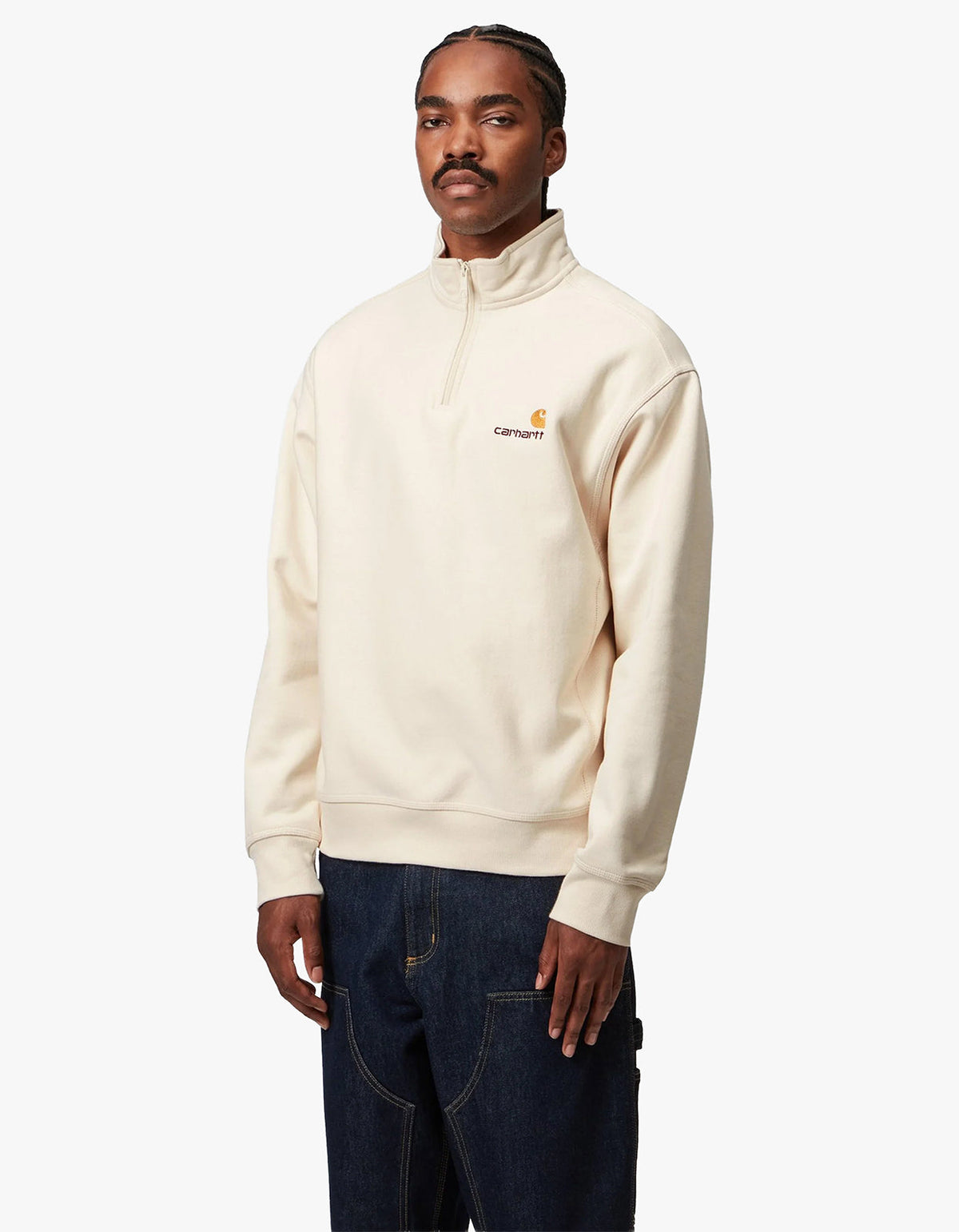 Half Zip American Script Sweat - Natural