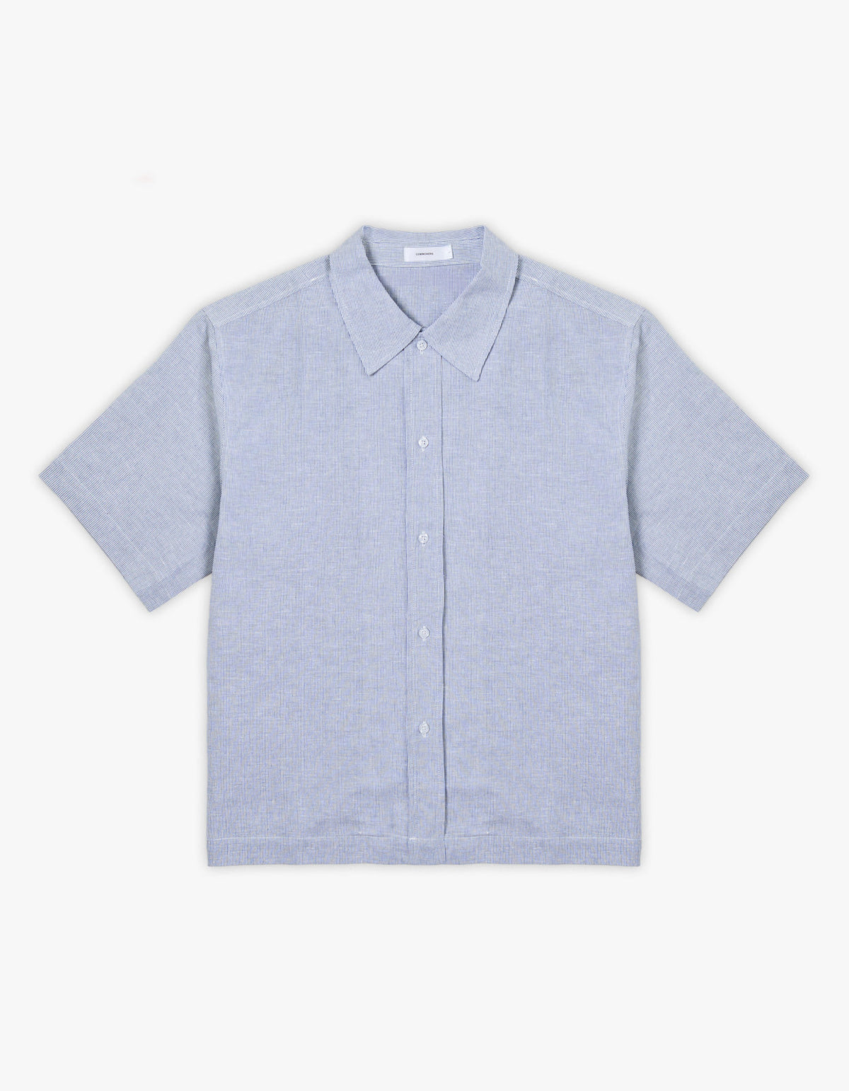 Mens Hemp Blend Box Fit Shirt - Blue Stripe