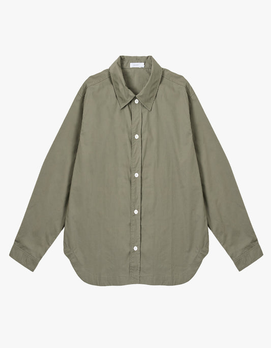Mens Relaxed Fit L/S Poplin Shirt - Olive