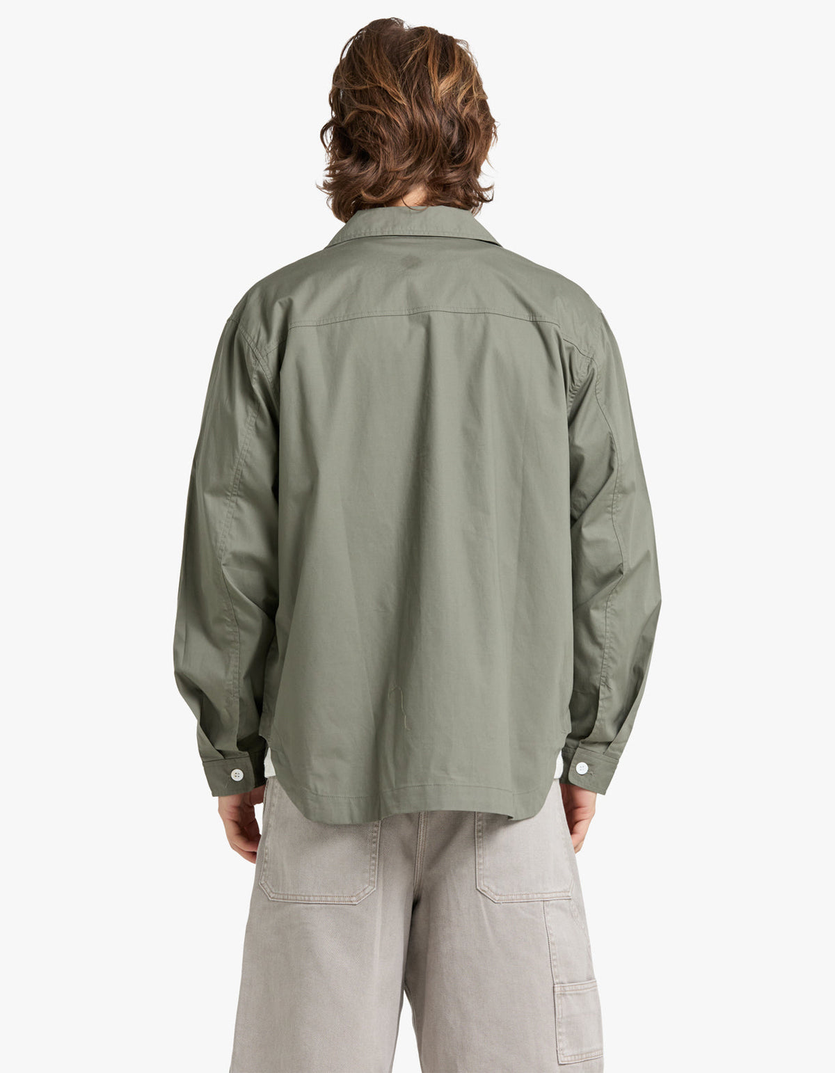 Mens Relaxed Fit L/S Poplin Shirt - Olive