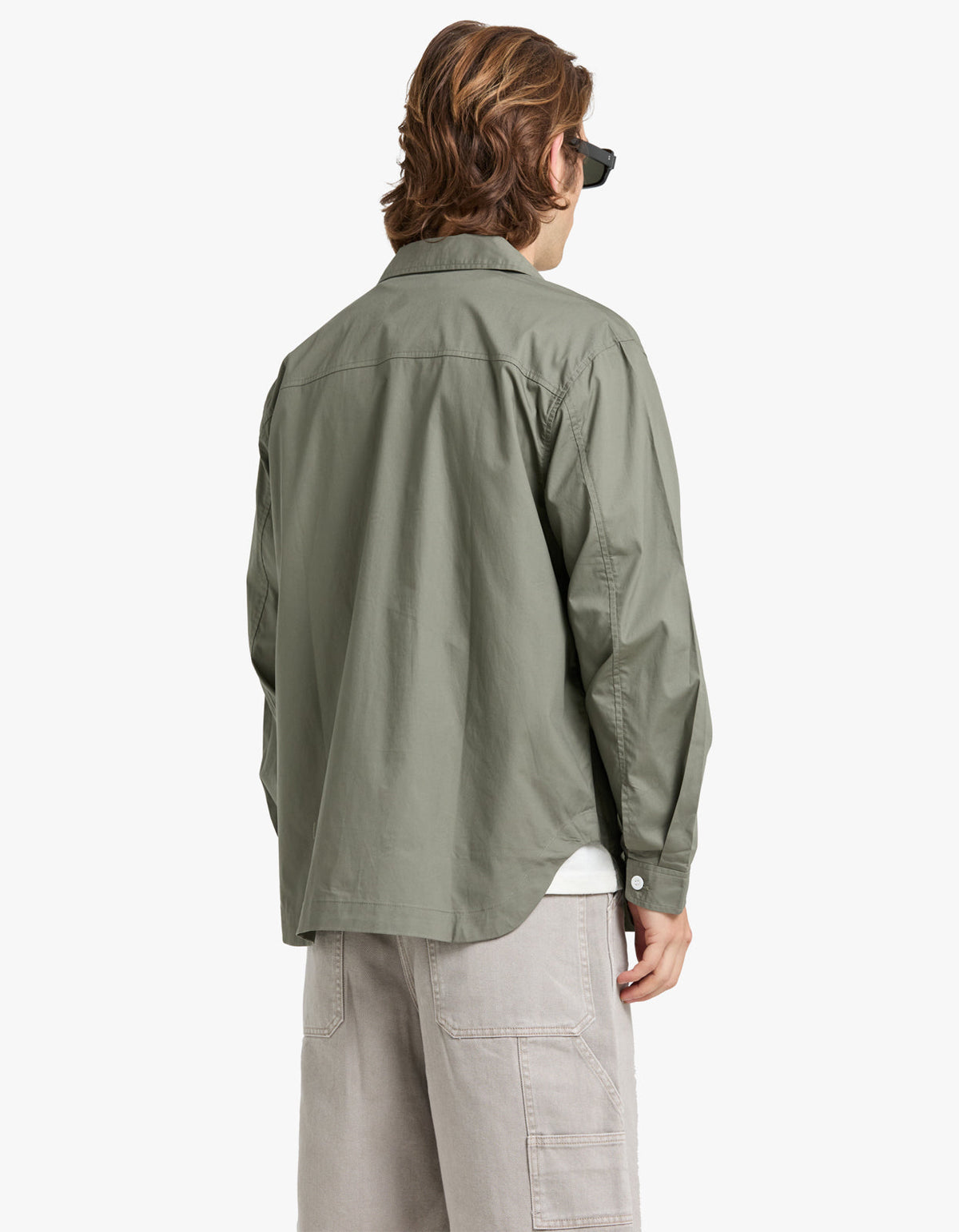 Mens Relaxed Fit L/S Poplin Shirt - Olive
