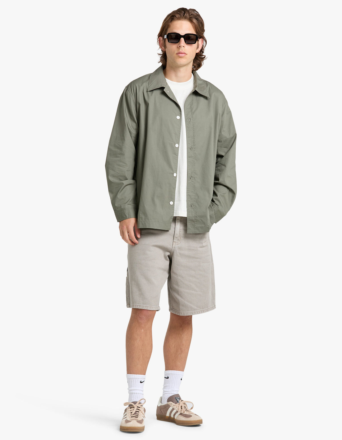 Mens Relaxed Fit L/S Poplin Shirt - Olive