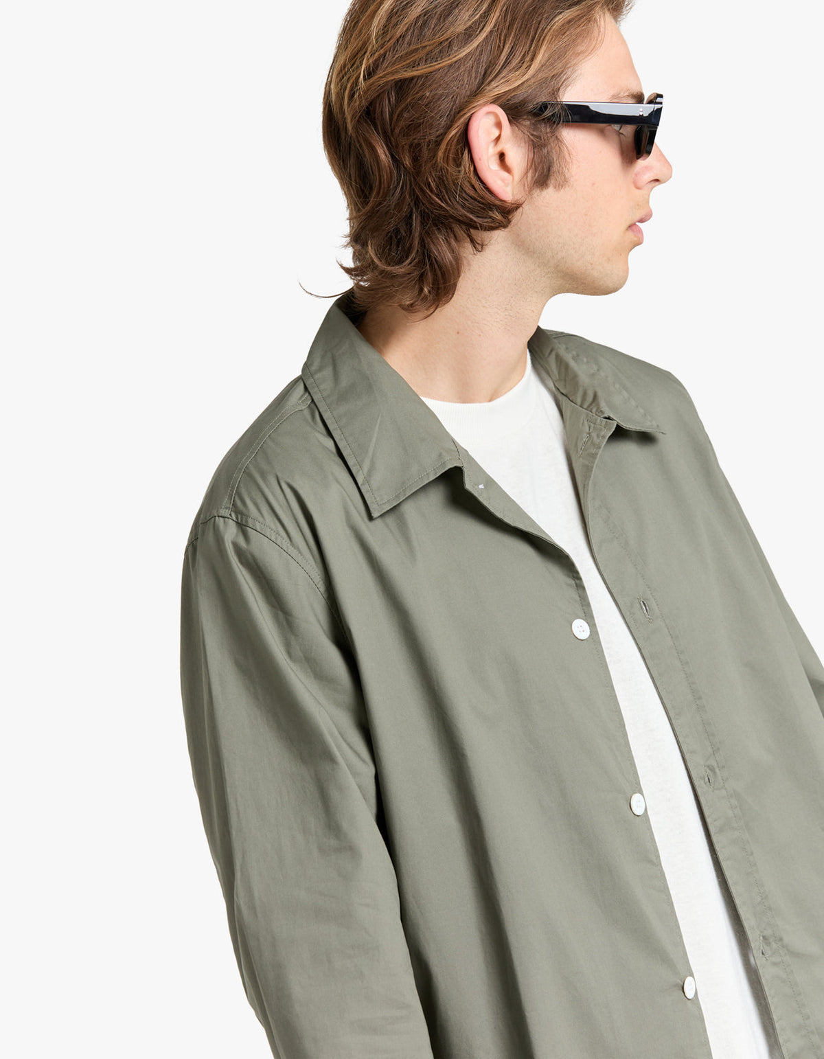 Mens Relaxed Fit L/S Poplin Shirt - Olive