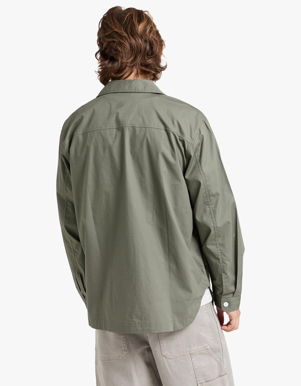 Mens Relaxed Fit L/S Poplin Shirt - Olive