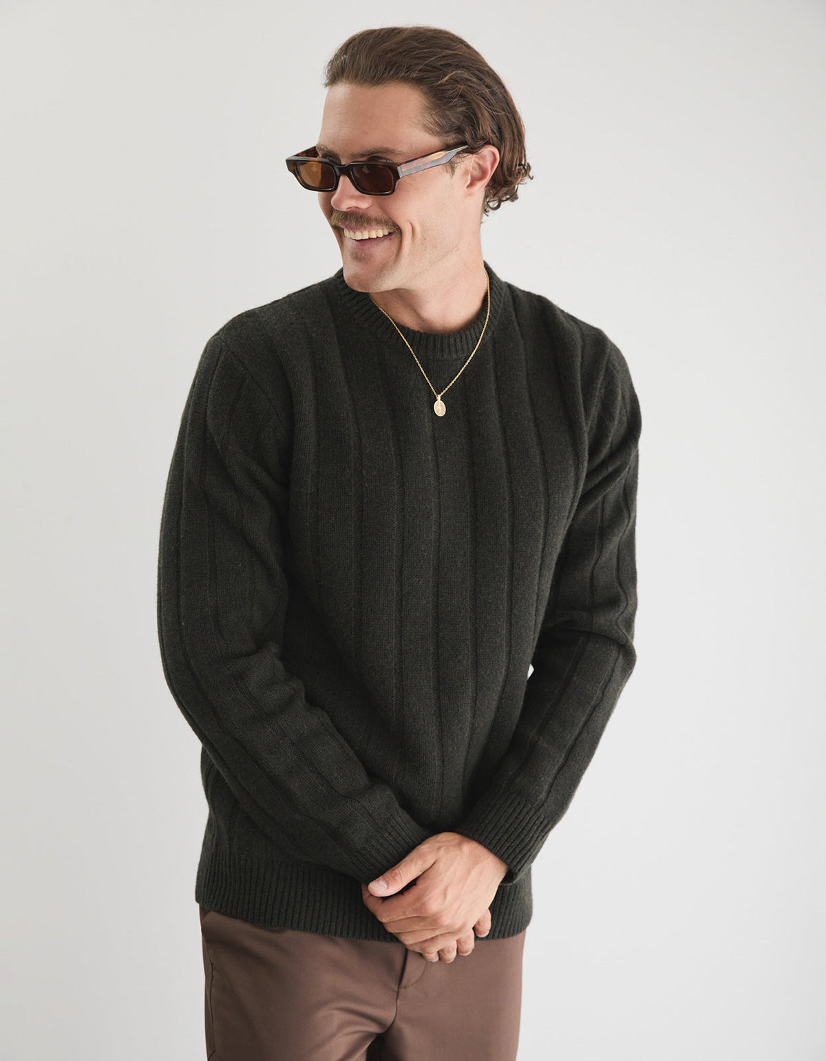 Leroy Crew Knit - Forest Green