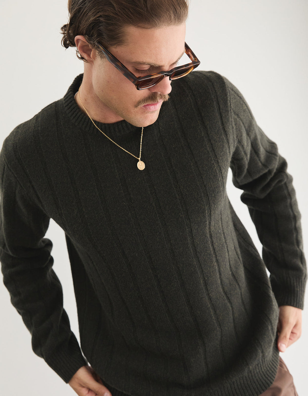 Leroy Crew Knit - Forest Green