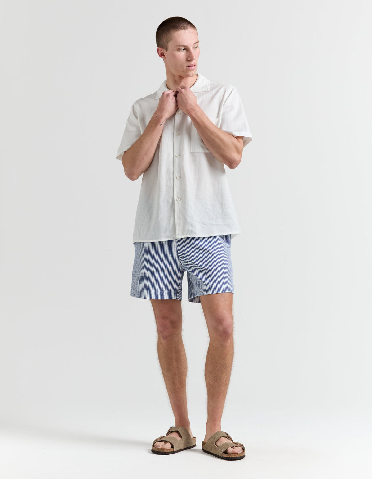 Earl Stripe Walkshort - Blue & White