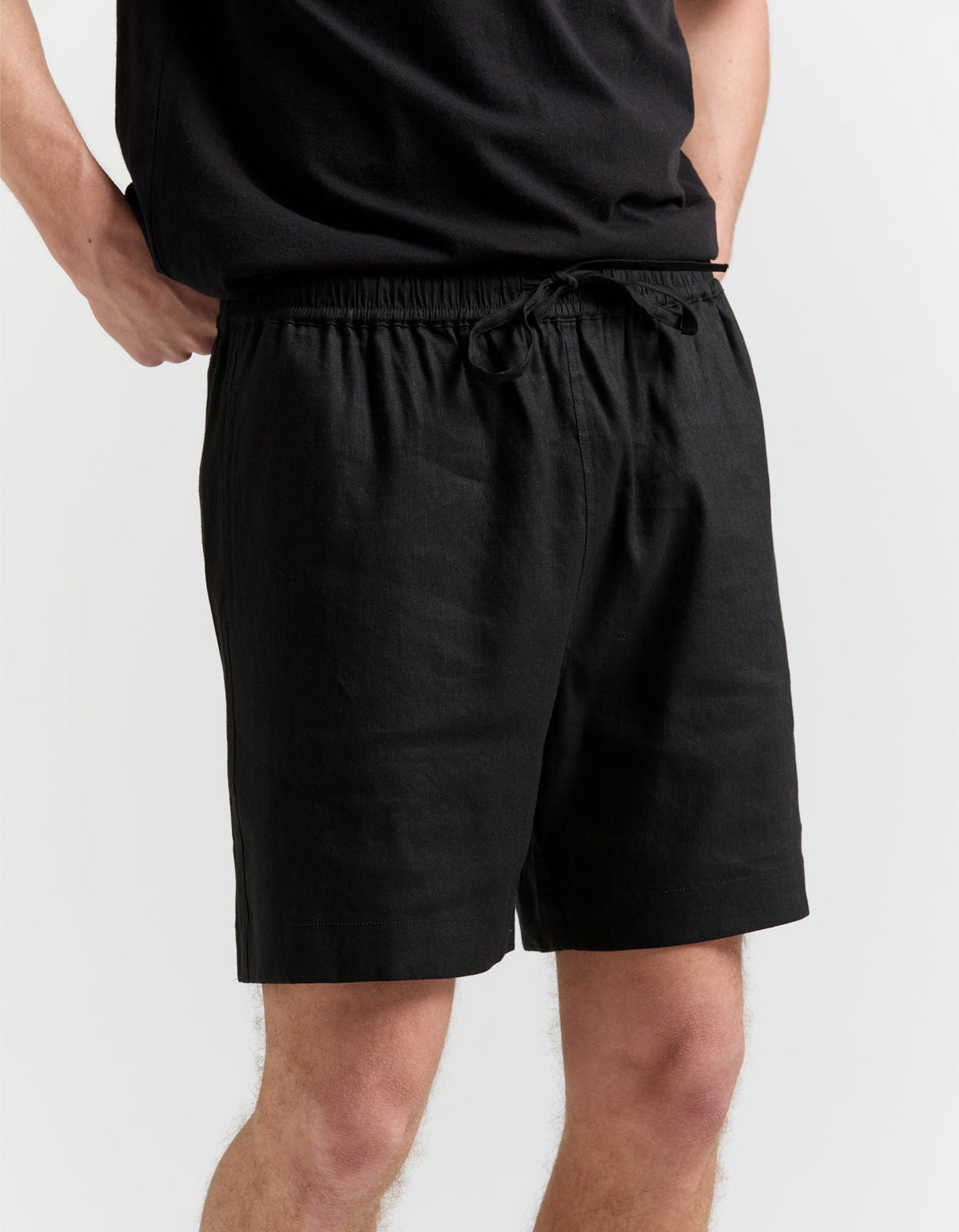 Jose Linen Blend Walkshort - Black