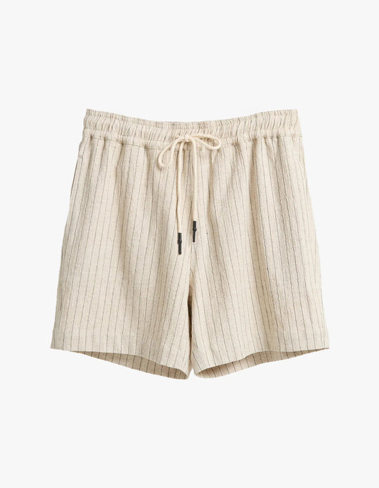 Tiki Linen Blend Stripe Walkshort - Beige Stripe