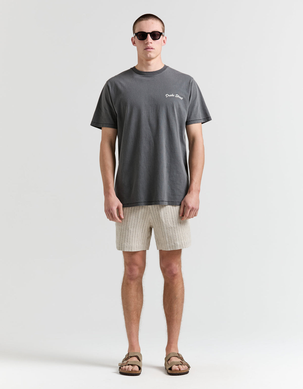Tiki Linen Blend Stripe Walkshort - Beige Stripe