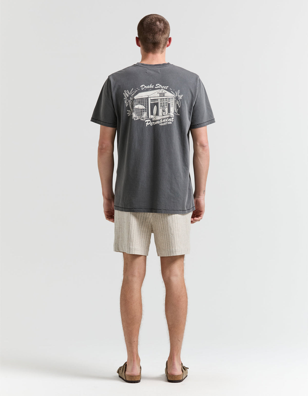 Tiki Linen Blend Stripe Walkshort - Beige Stripe