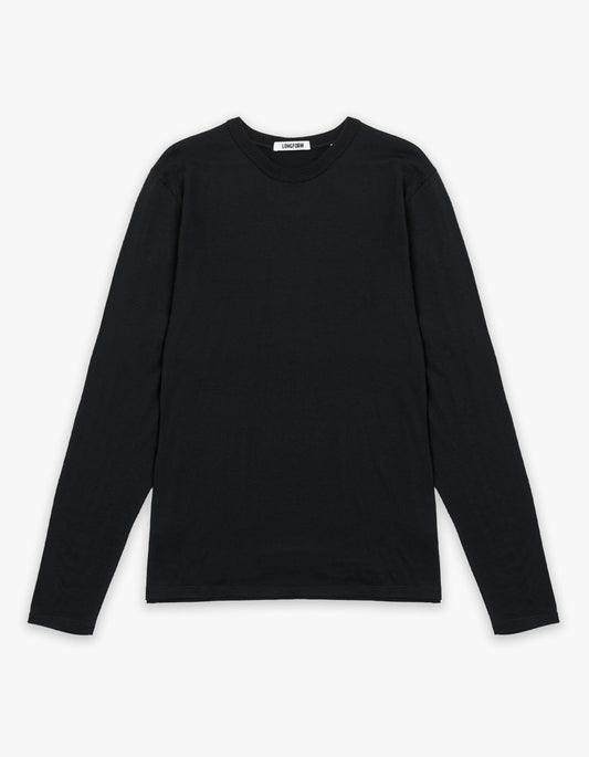 Mens Foundation Long Sleeve Merino Tee - Black